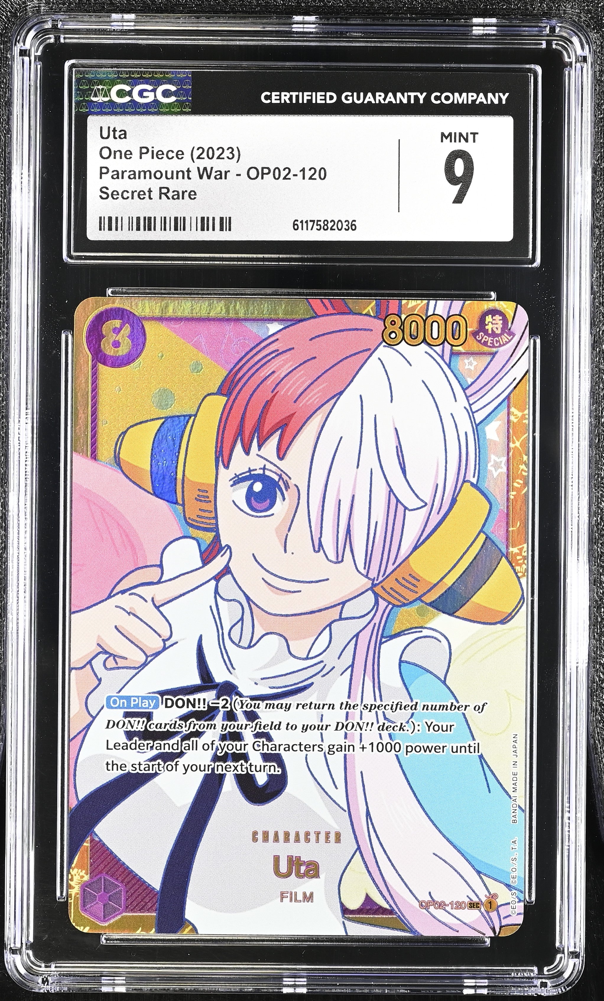 Uta OP02-120 CGC 9 Mint 2023 Paramount War One Piece