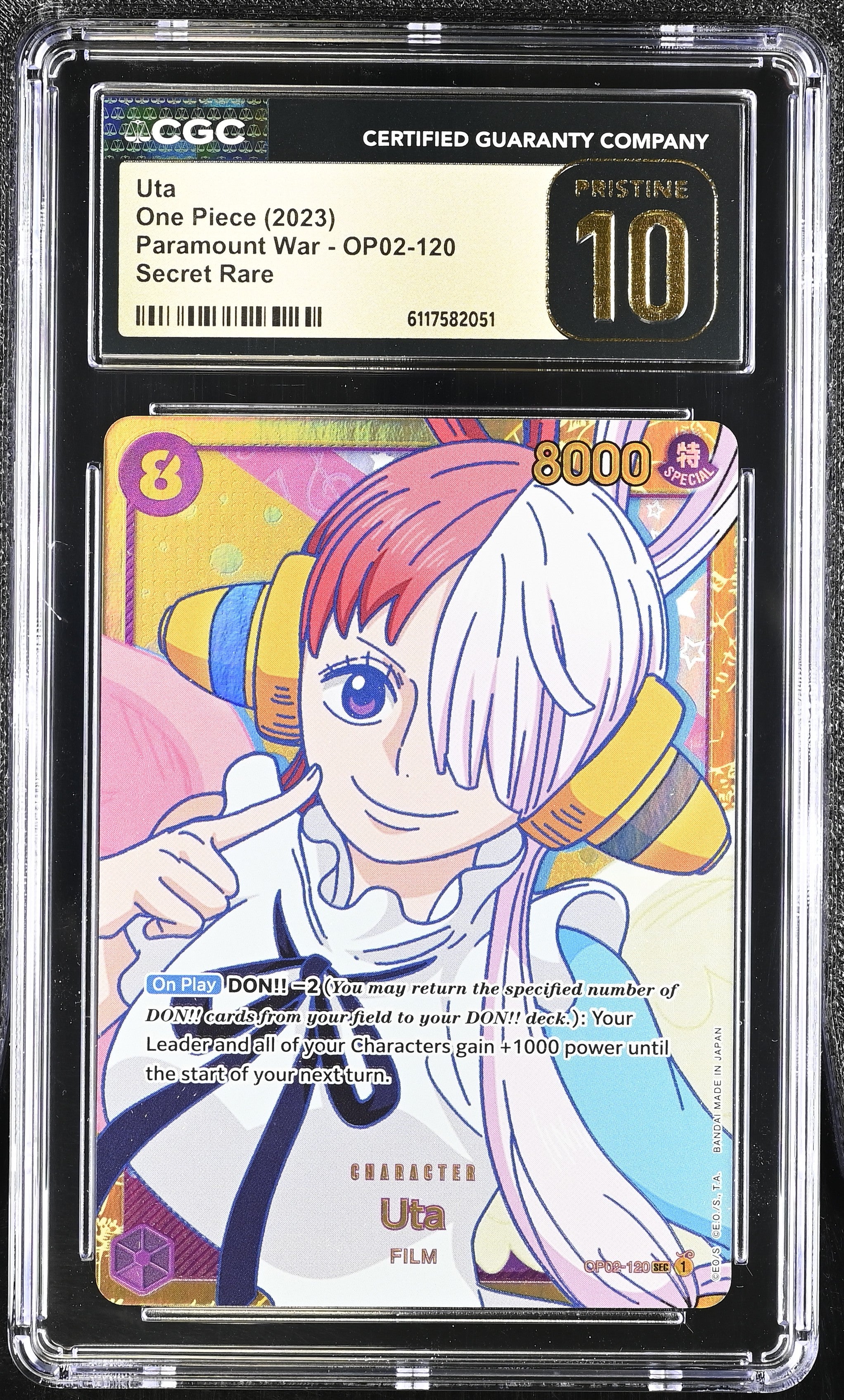 Uta OP02-120 CGC 10 Pristine 2023 Paramount War One Piece English
