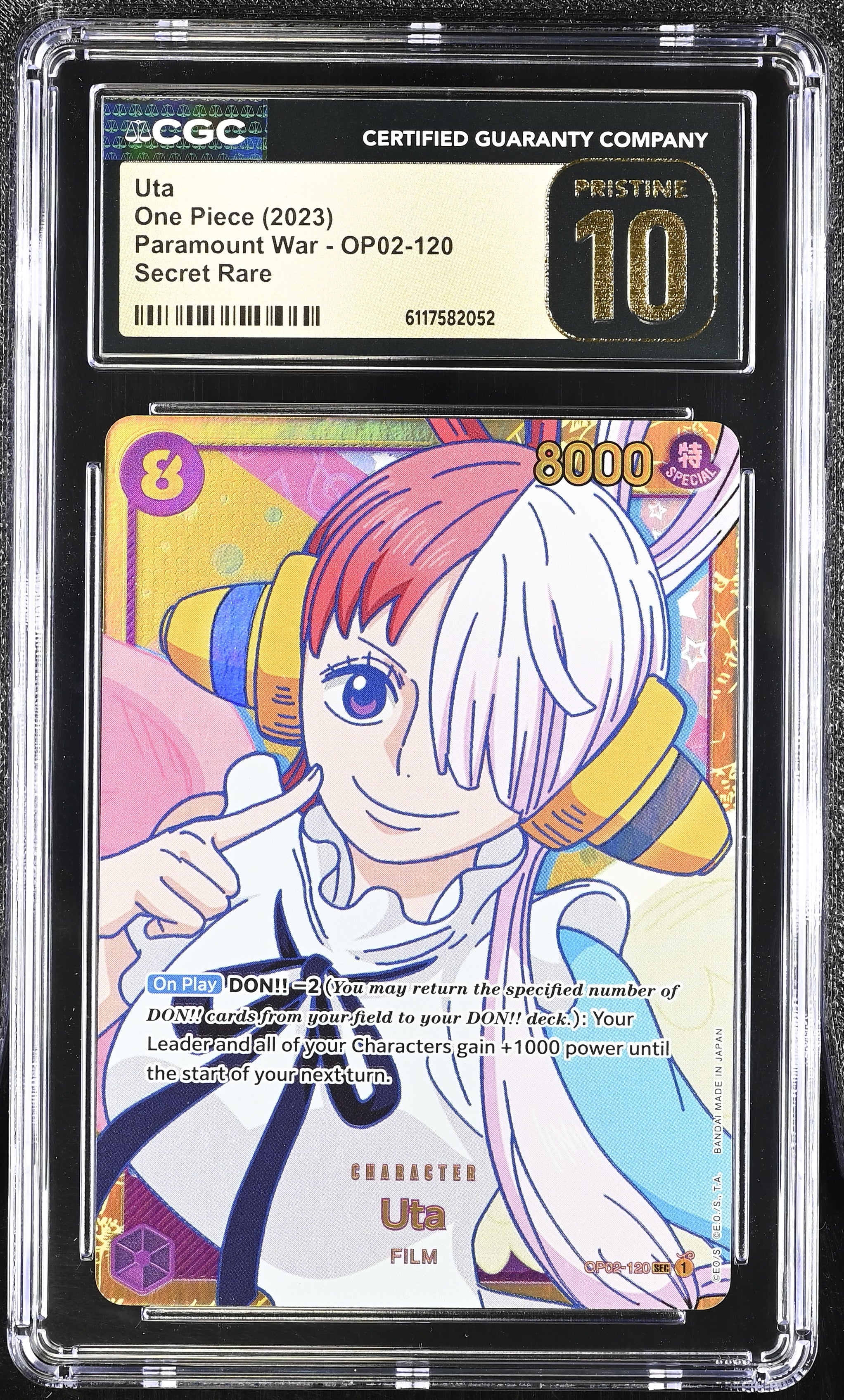 Uta OP02-120 CGC 10 Pristine 2023 Paramount War One Piece English