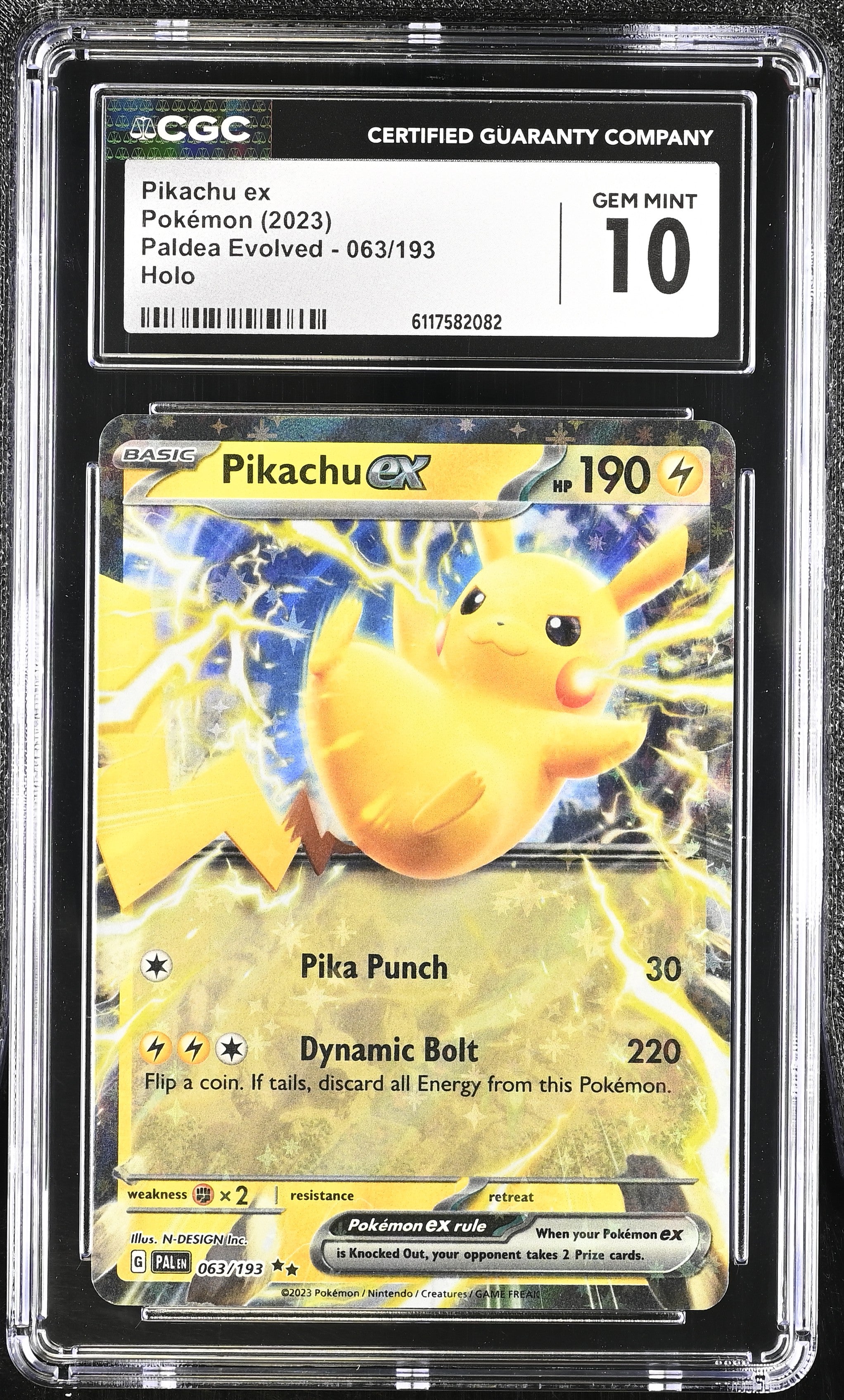 Pikachu EX 063/193 CGC 10 Gem Mint 2023 Holo Paldea Evolved Pokemon English