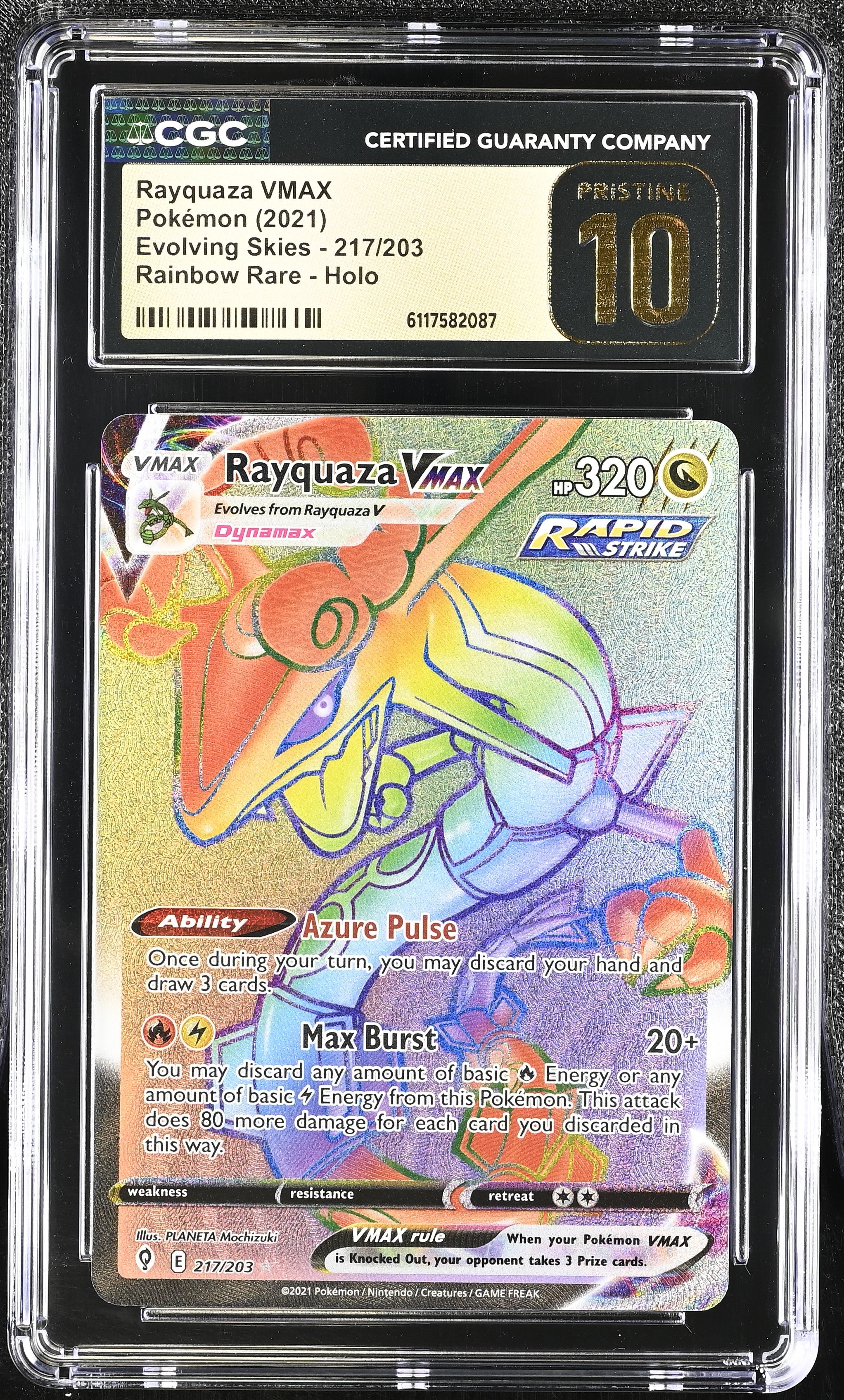 Rayquaza Vmax 217/203 CGC 10 Pristine 2021 Rainbow Rare Evolving Skies Pokemon