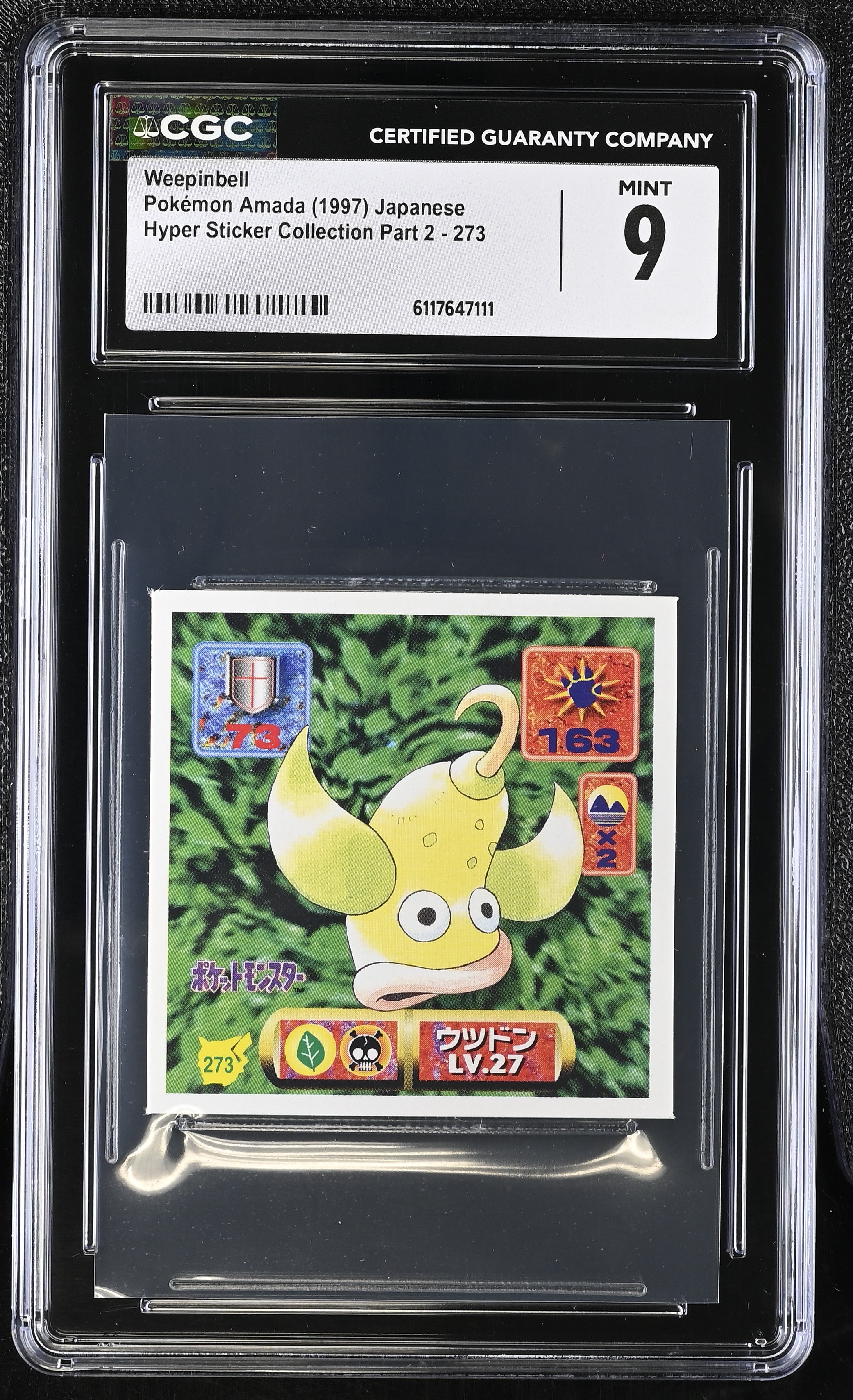 Weepinbell Sticker 273 CGC 9 Mint 1997 Hyper Part 2 Pokemon Amada Japanese