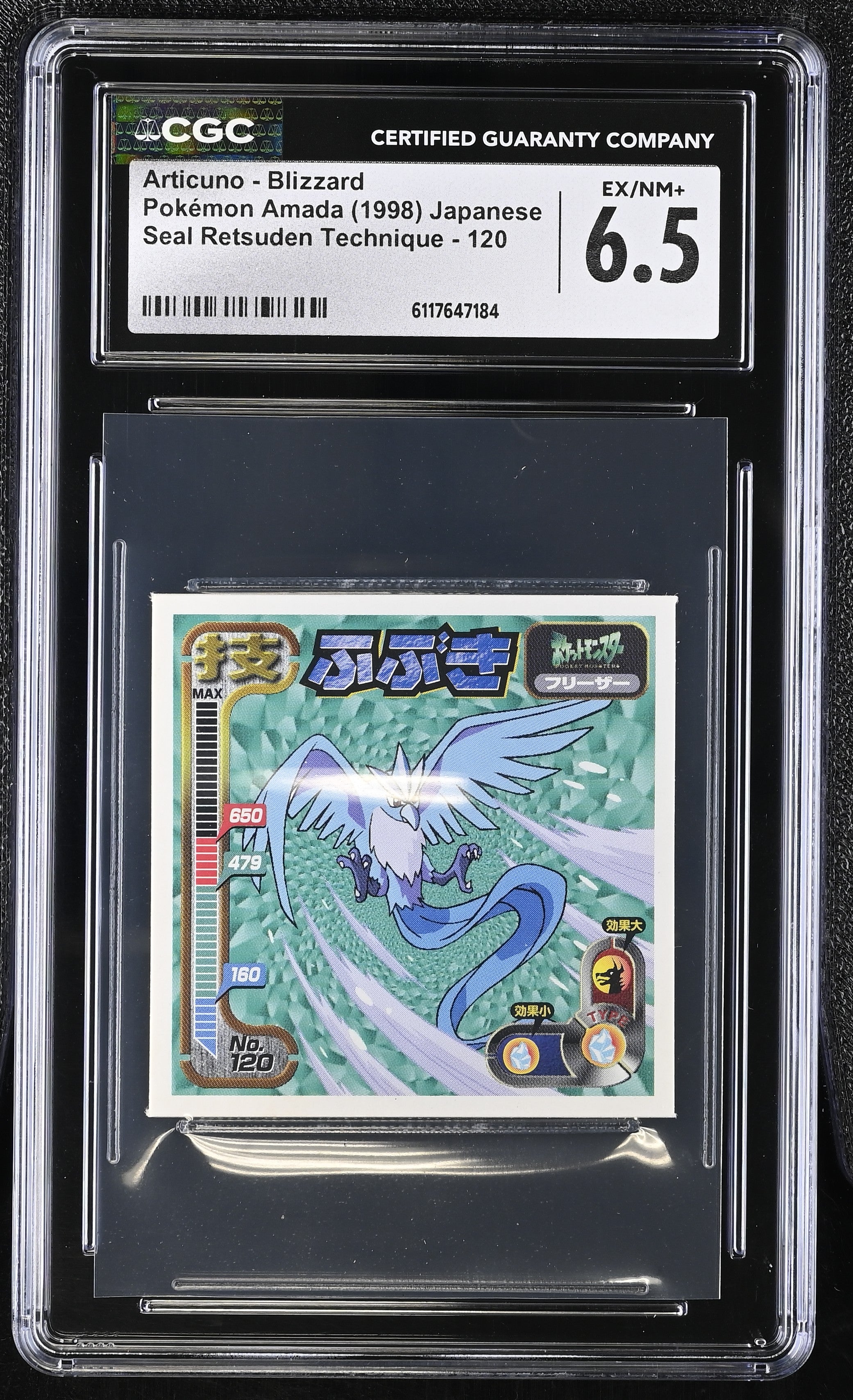 Articuno - Blizzard Sticker 120 CGC 6.5 Ex/nm+ 1998 Pokemon Amada Japanese
