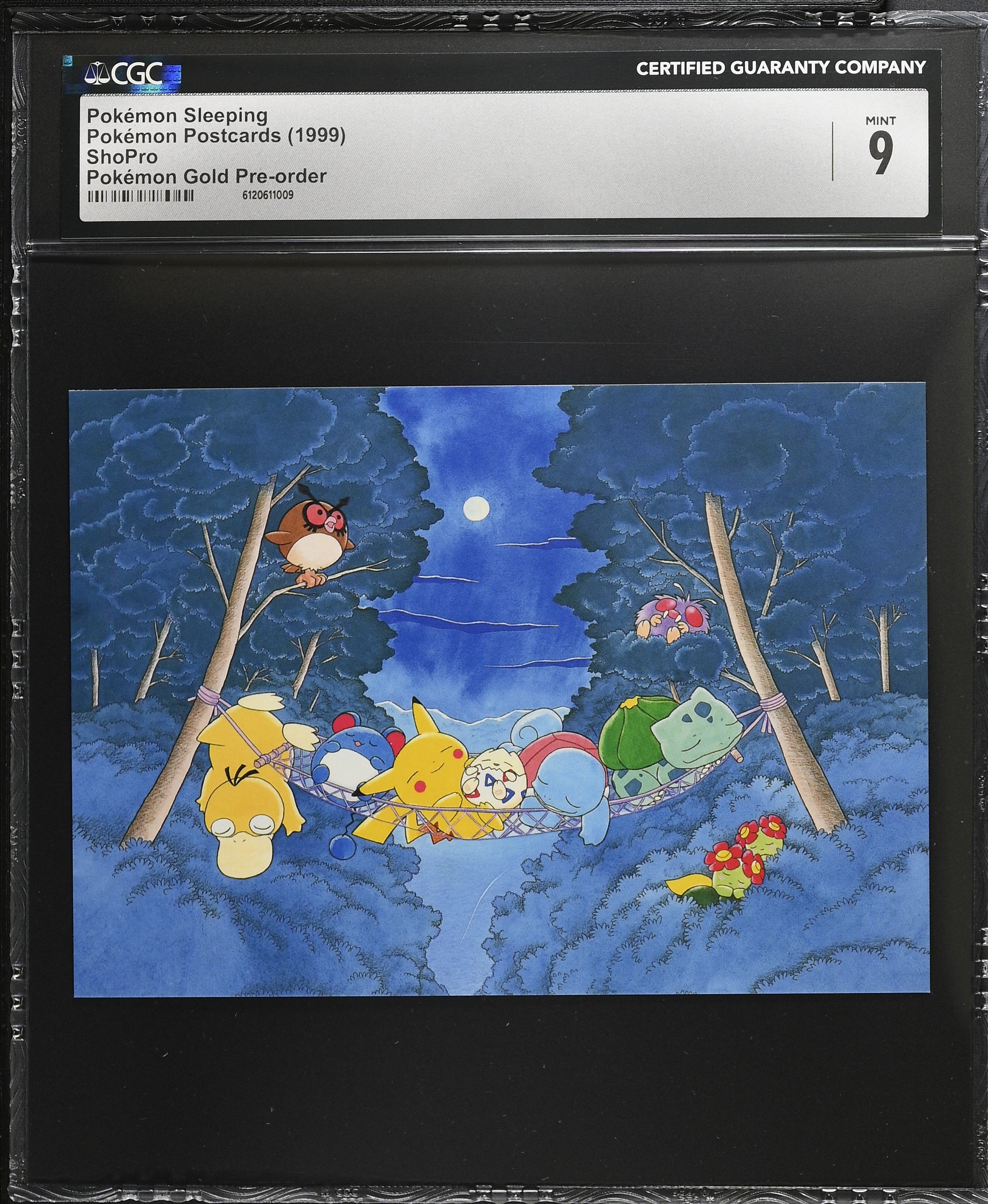 Pokemon Sleeping CGC 9 Mint 1999 Pokemon Gold Pre-order Postcard Japanese