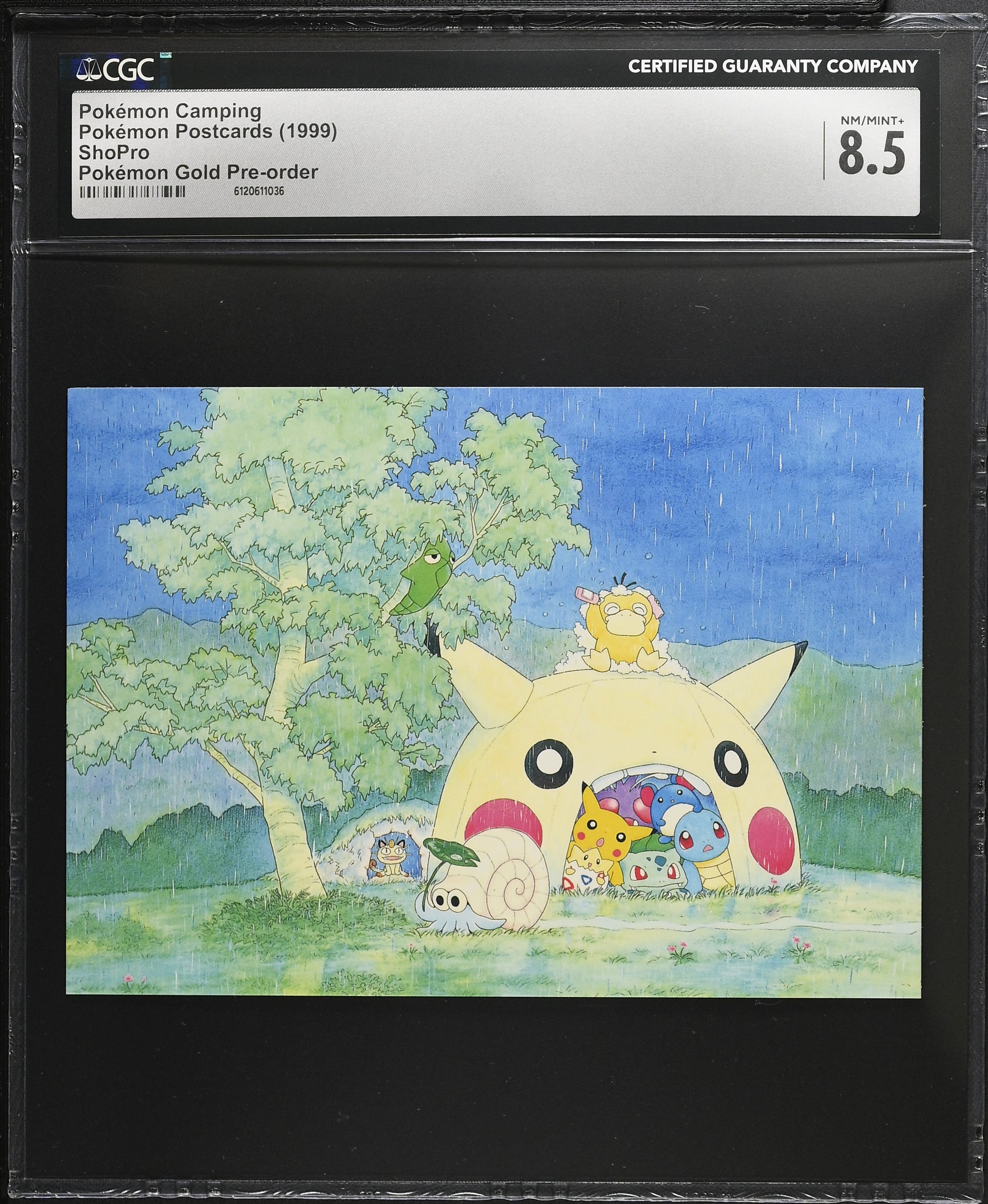 Pokemon Camping CGC 8.5 1999 Pokemon Gold Pre-order Postcard Keiko Fukuyama