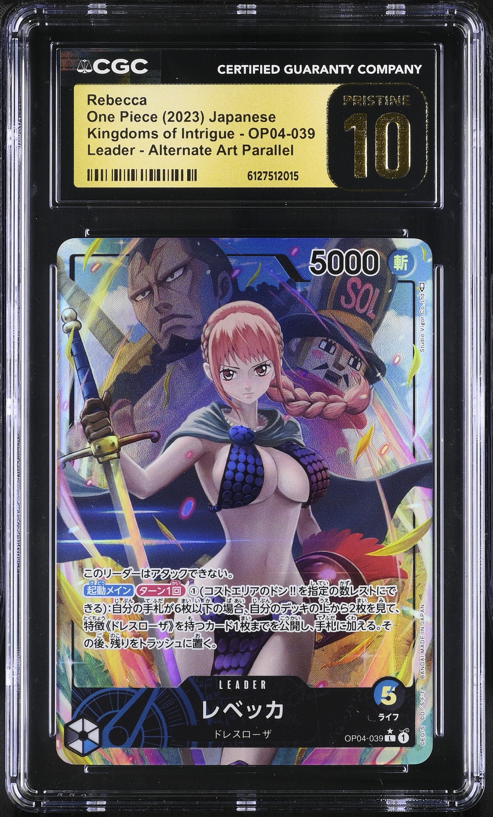 Rebecca OP04-039 CGC 10 Pristine 2023 Alternate Art Parallel Kingdoms Of Intrigue One Piece Japanese