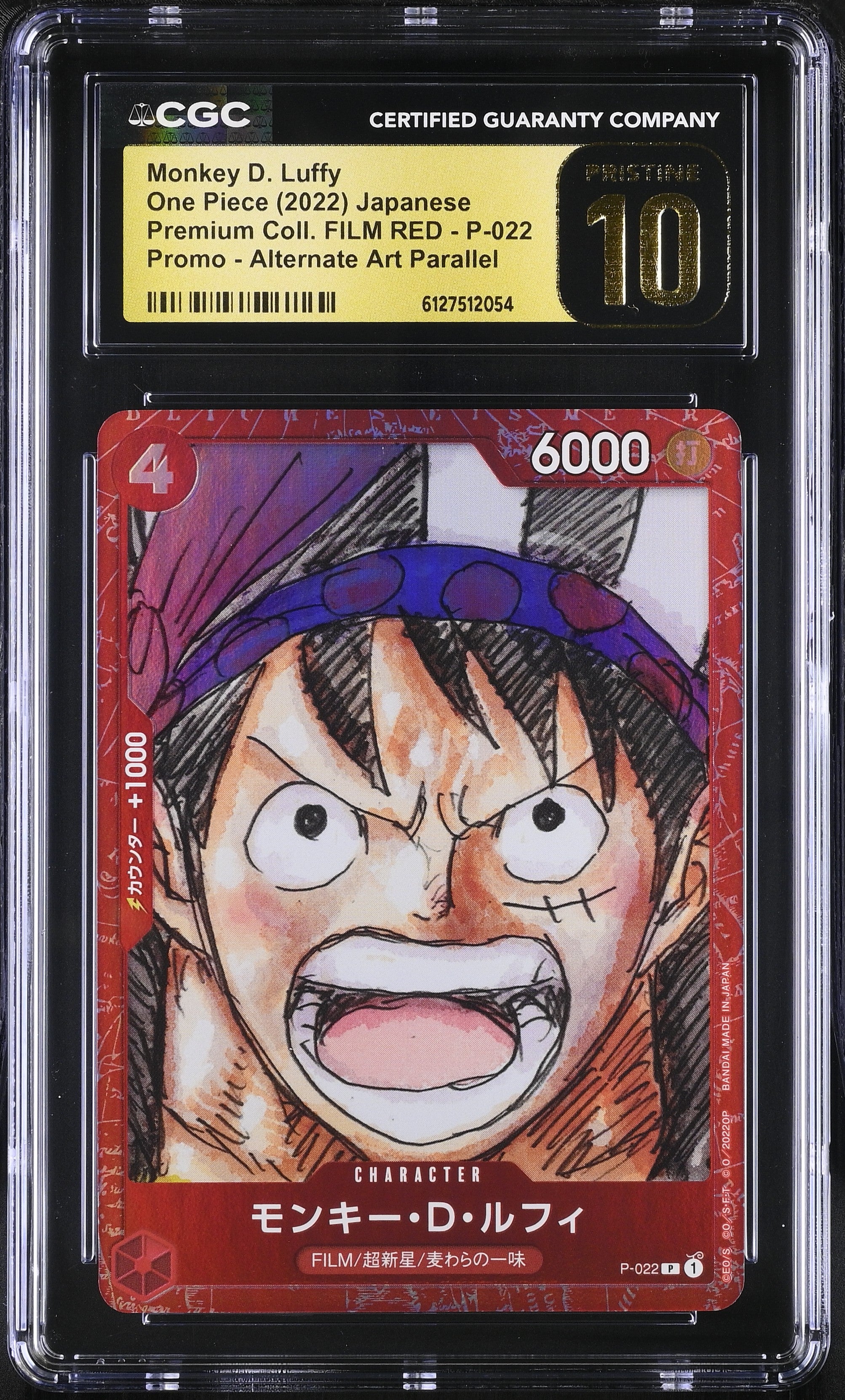 Monkey D. Luffy P-022 CGC 10 Pristine 2022 Film Red One Piece Japanese