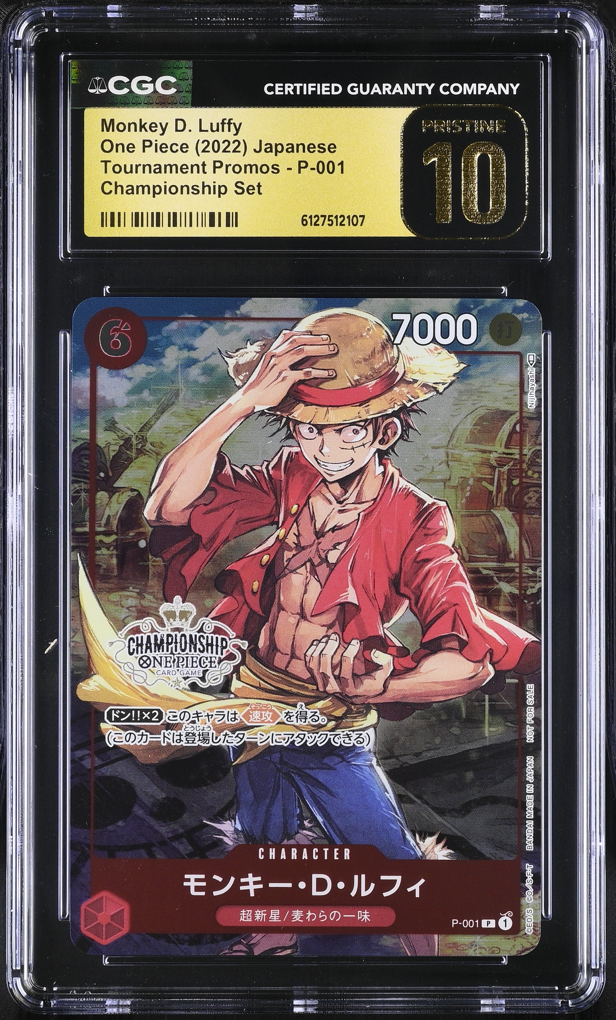 Monkey D. Luffy P-001 CGC 10 Pristine 2022 Championship Set Tournament Promos One Piece Japanese