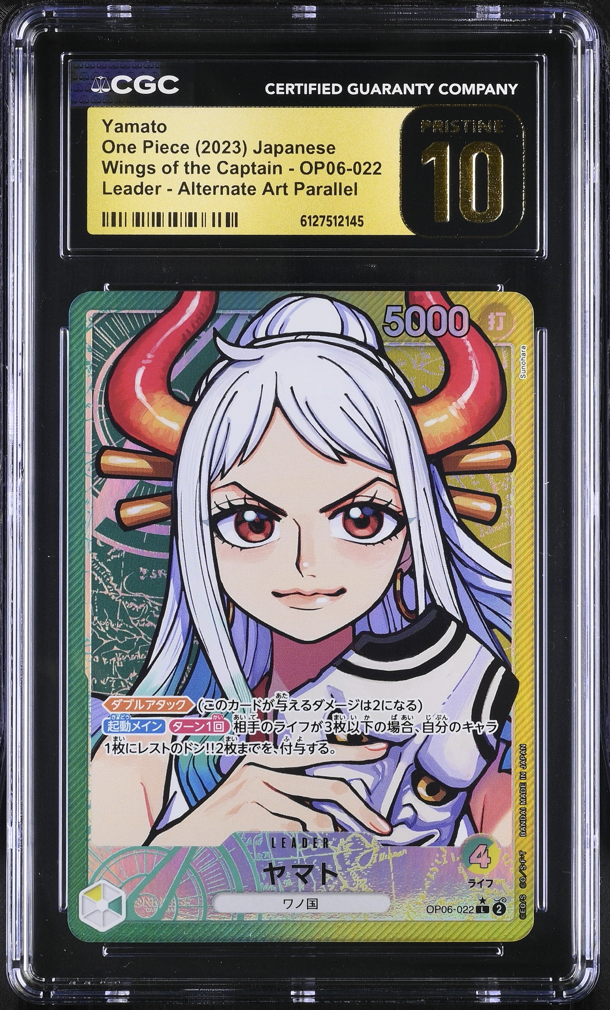 Yamato OP06-022 CGC 10 Pristine 2023 Alternate Art Parallel Wings Of The Captain One Piece Japanese