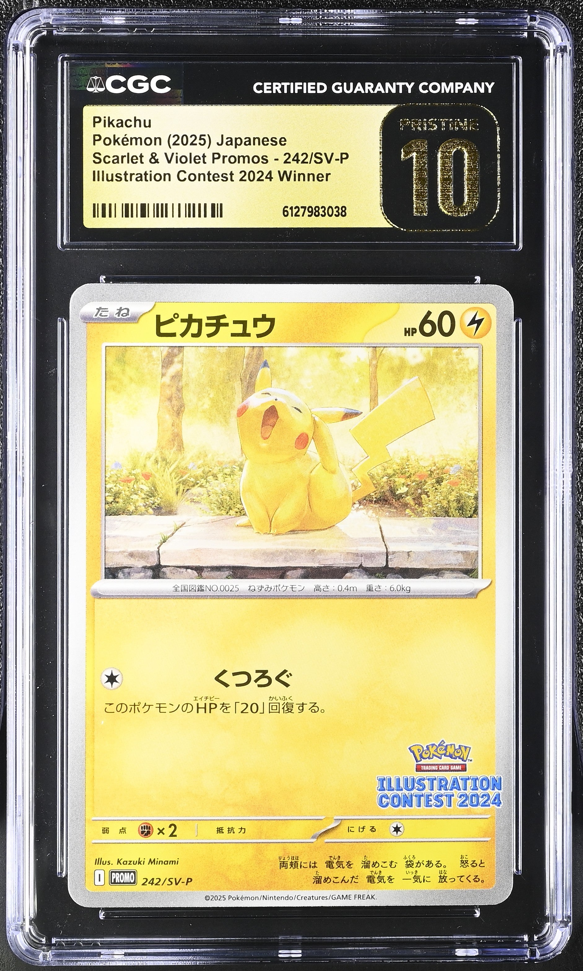 Pikachu 242/SV-P CGC 10 Pristine 2025 Illustration Contest 2024 Winner Scarlet & Violet Promos Pokemon Japanese