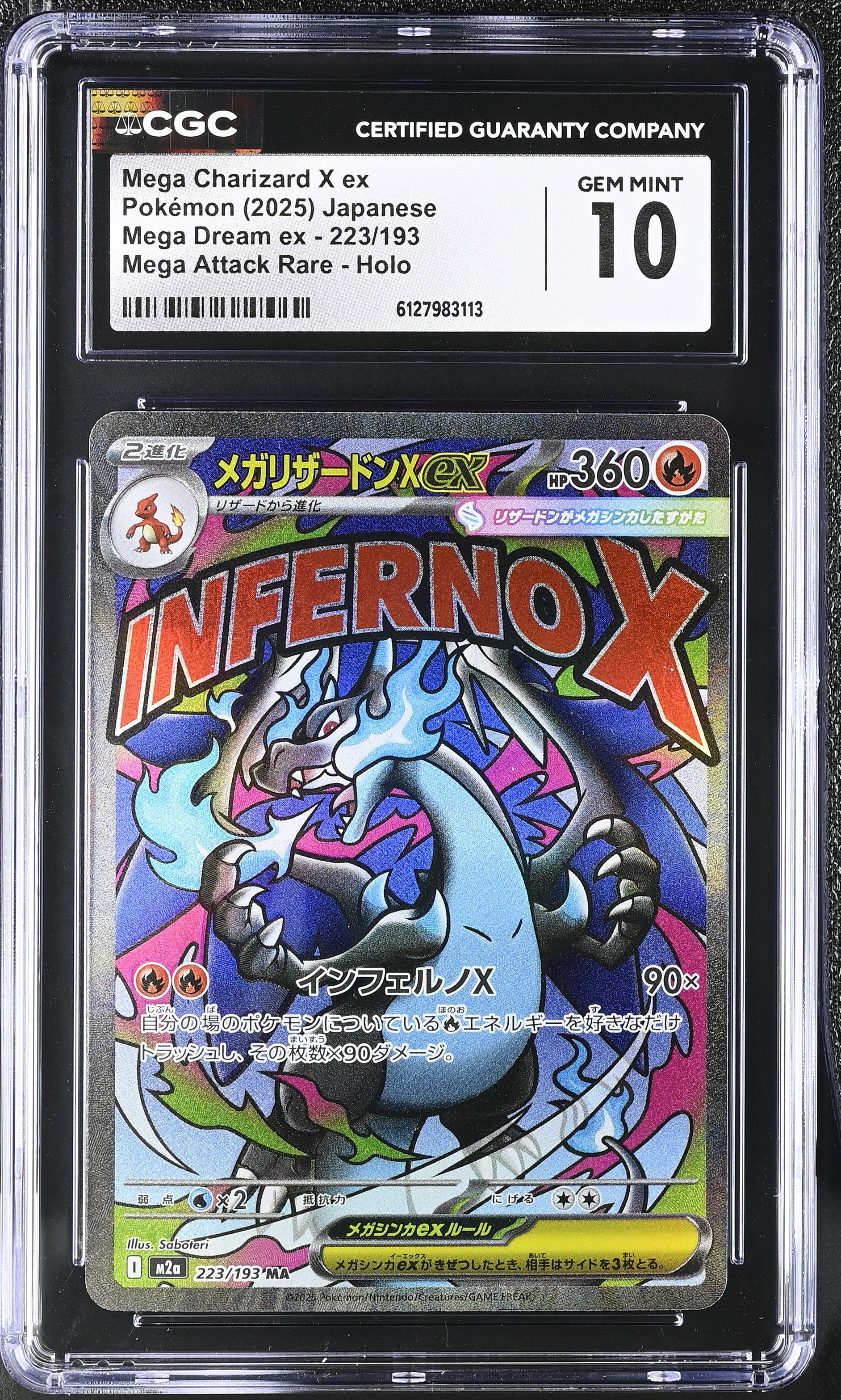 Mega Charizard X EX 223/193 CGC 10 Gem Mint 2025 Attack Rare Holo Mega Dream EX Pokemon Japanese
