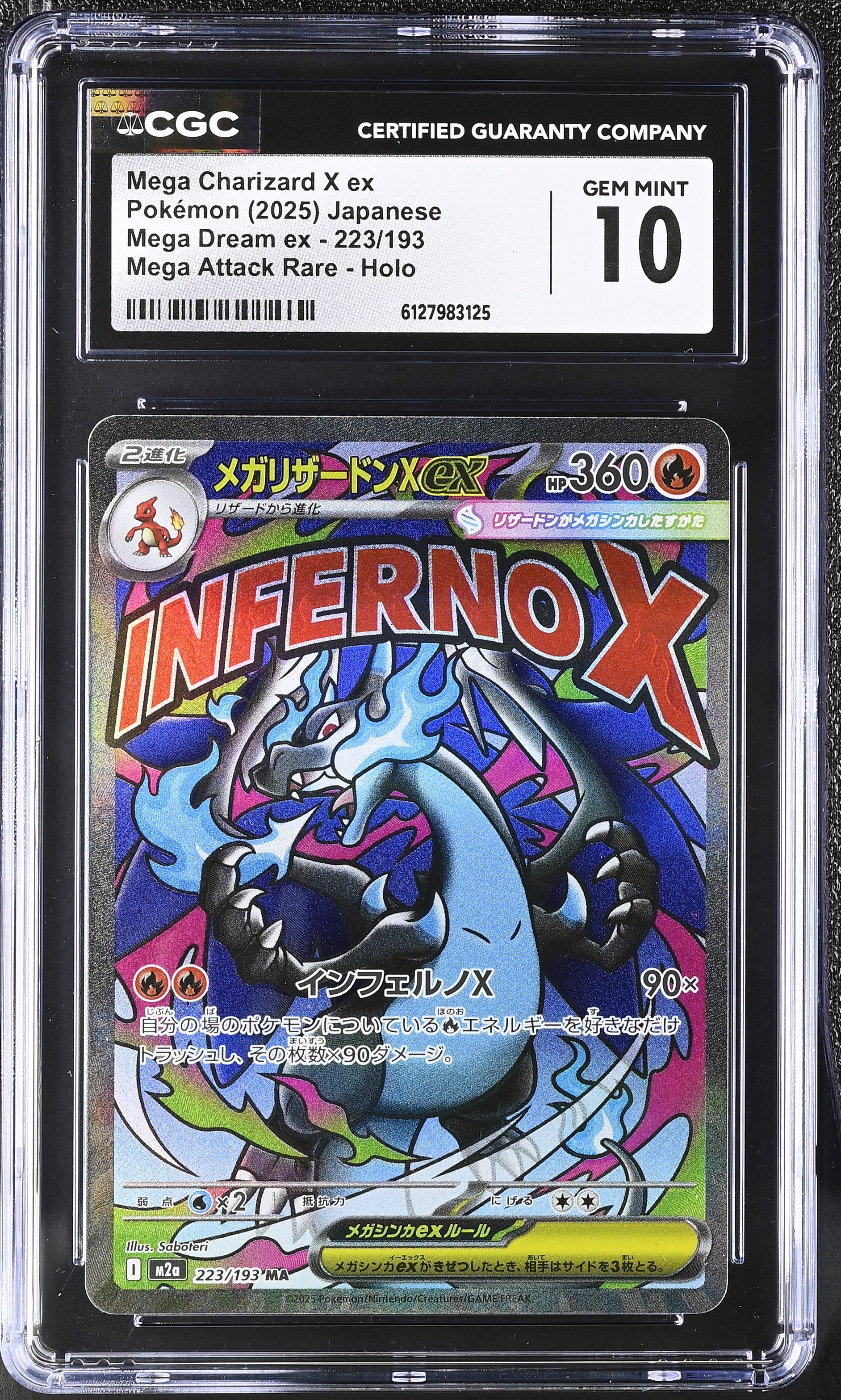 Mega Charizard X EX 223/193 CGC 10 Gem Mint 2025 Attack Rare Holo Mega Dream EX Pokemon Japanese