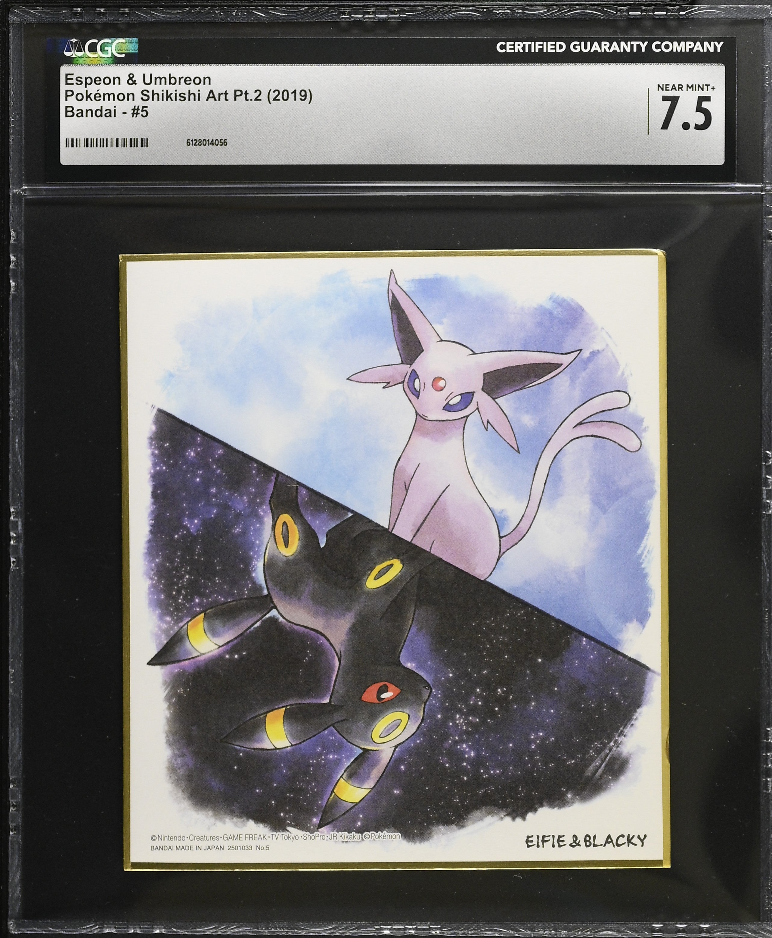 Espeon & Umbreon 5 CGC 7.5 Near Mint+ 2019 Pokemon Shikishi Art Pt.2 Japanese
