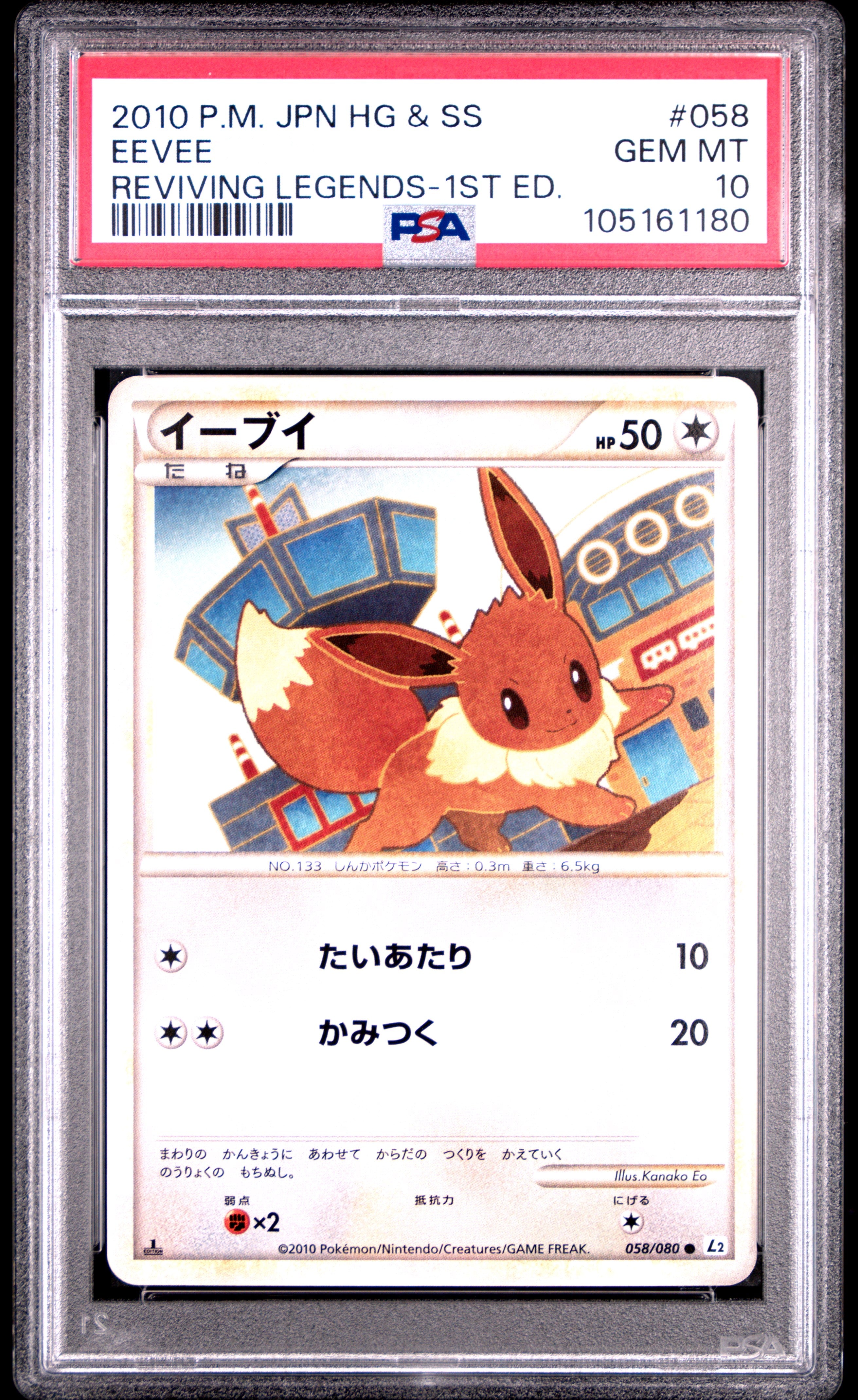 Eevee 058/080 2010 1st Edition Pokemon Japanese PSA 10