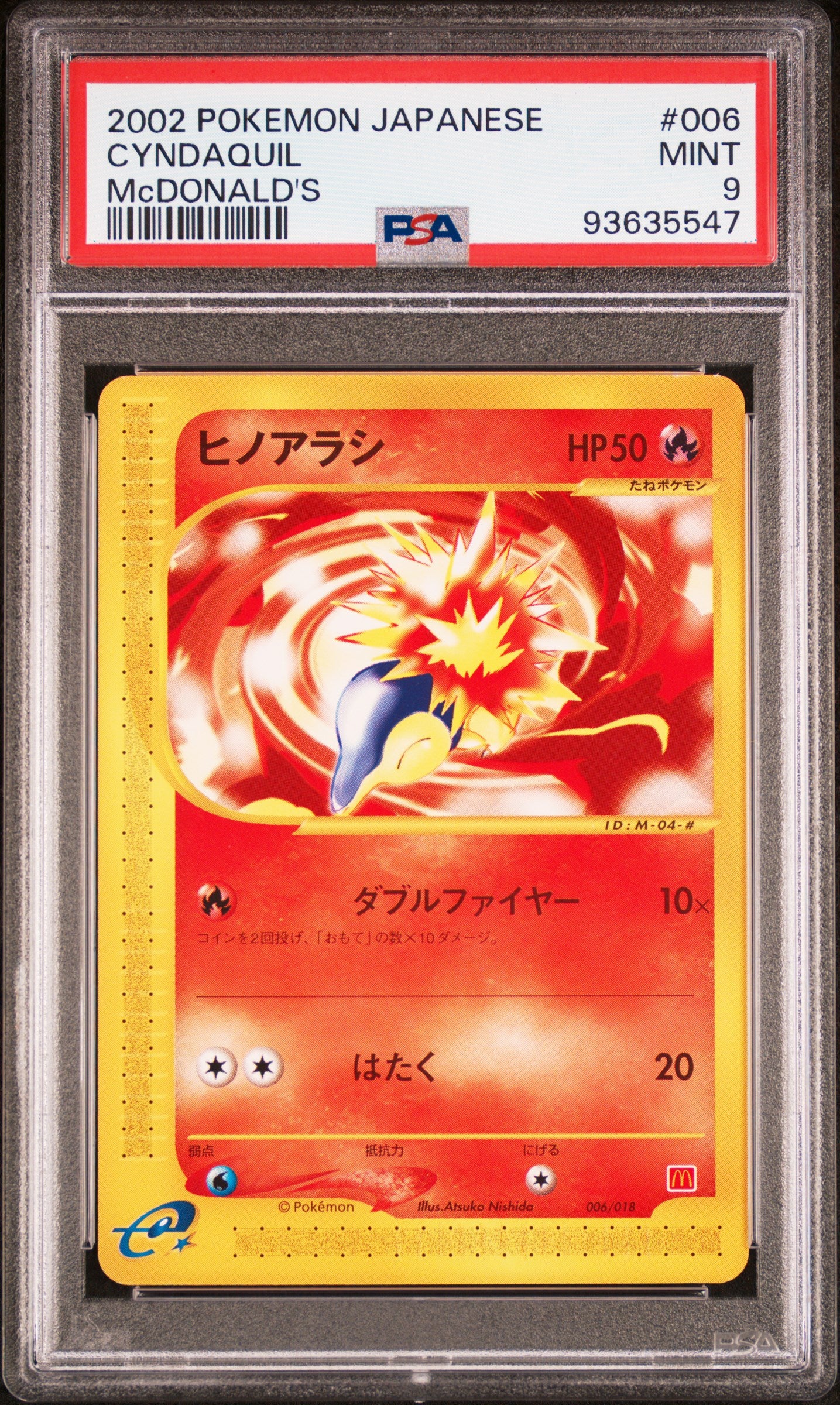 CYNDAQUIL 006/018 PSA 9 POKEMON MCDONALD'S 2002 JAPANESE