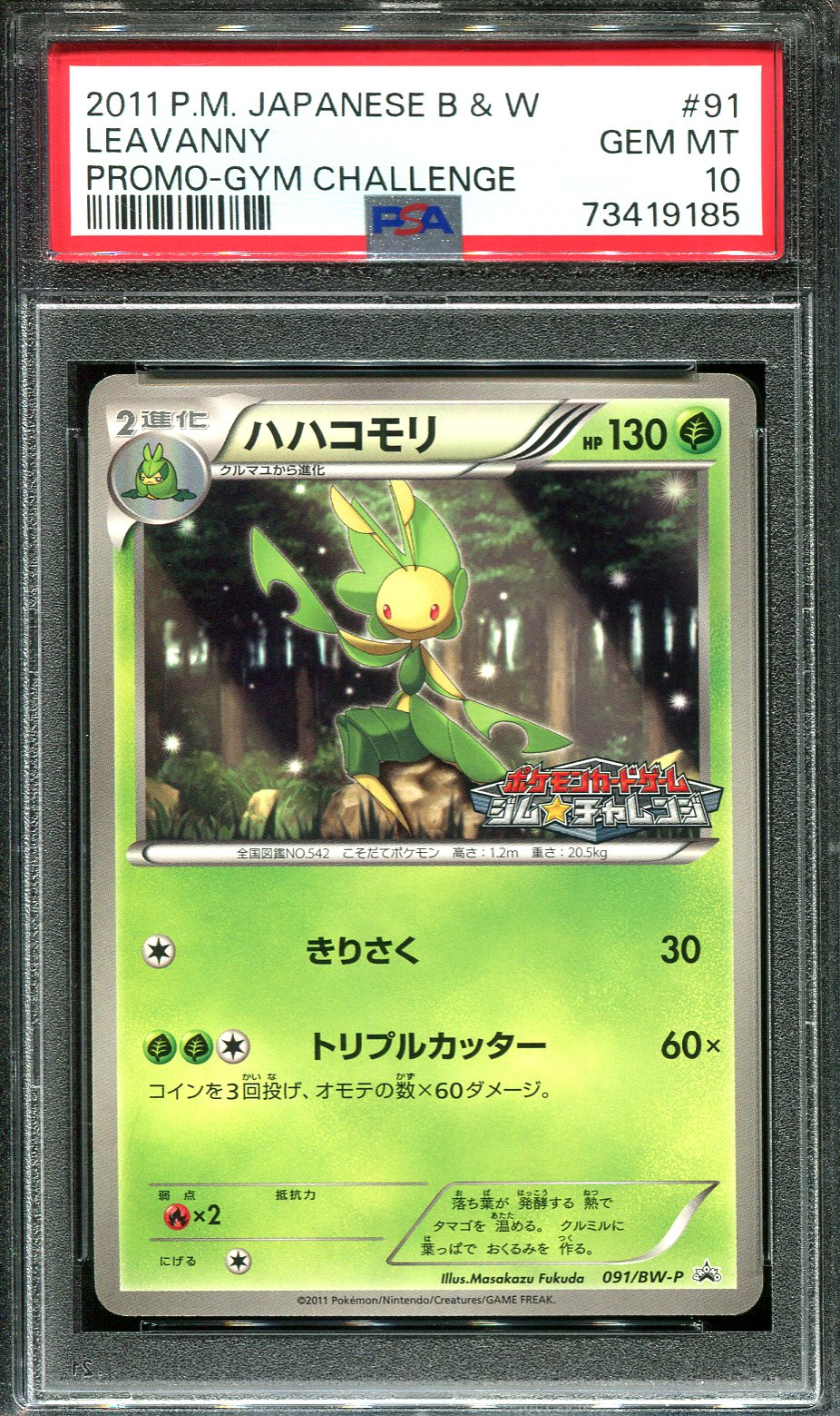 LEAVANNY 091/BW-P PSA 10 POKEMON GYM CHALLENGE JAPANESE