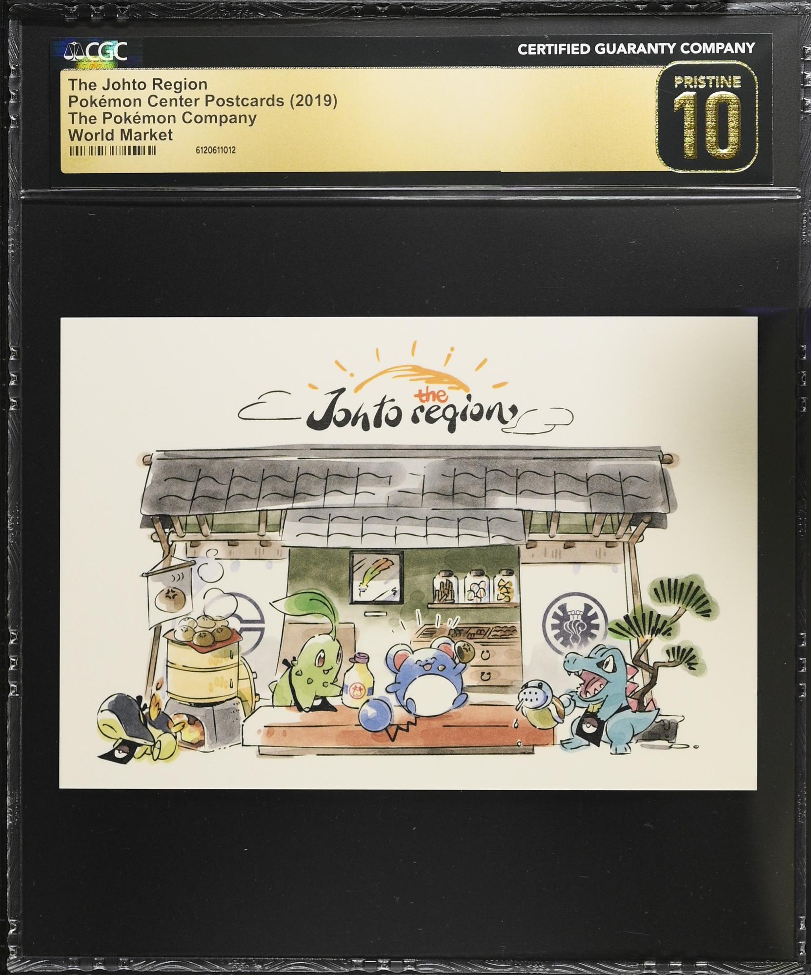 The Johto Region CGC 10 Pristine 2019 World Market Pokemon Center Postcard Japanese