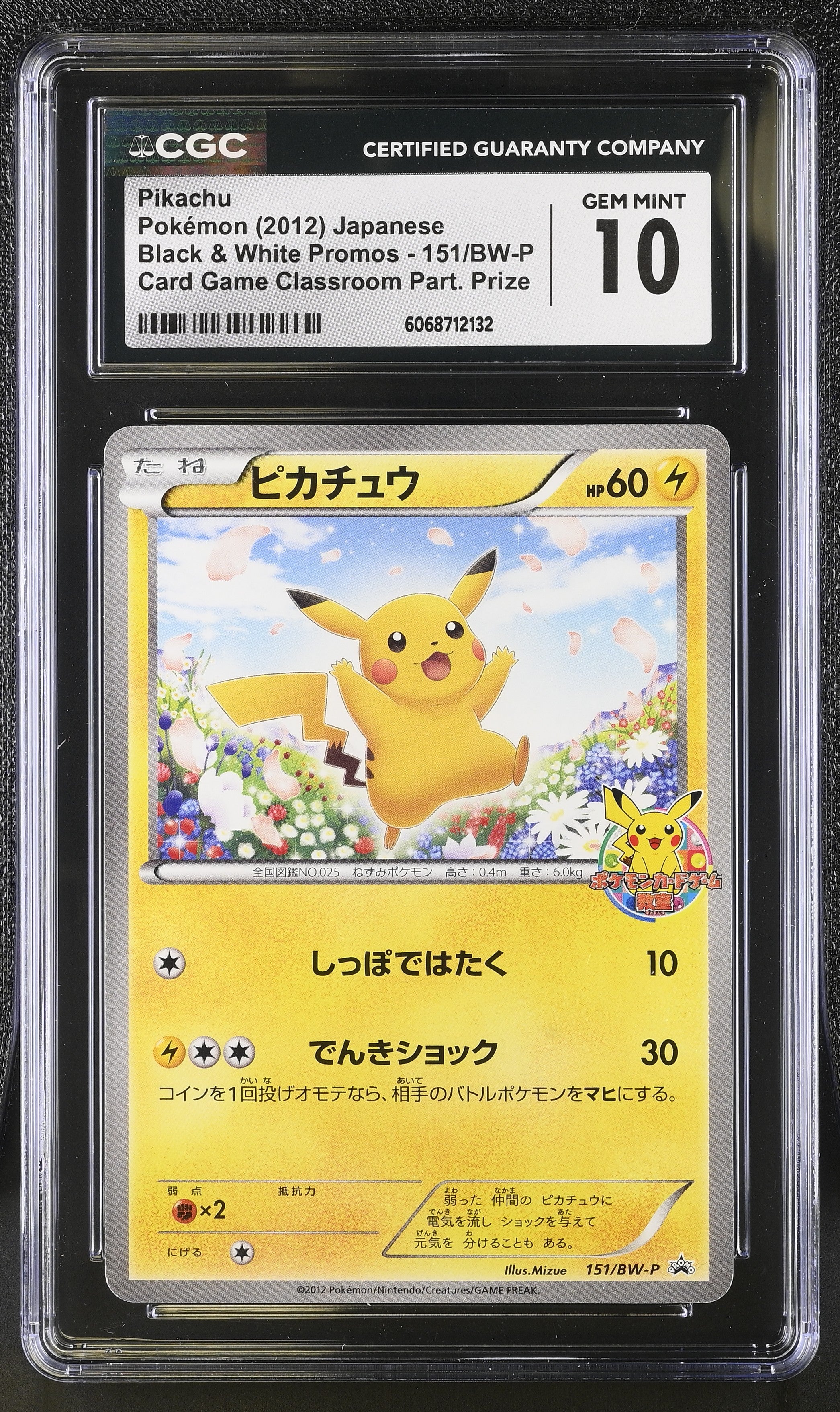 Pikachu 151/BW-P Classroom Prize Pokemon Japanese CGC 10 Gem Mint