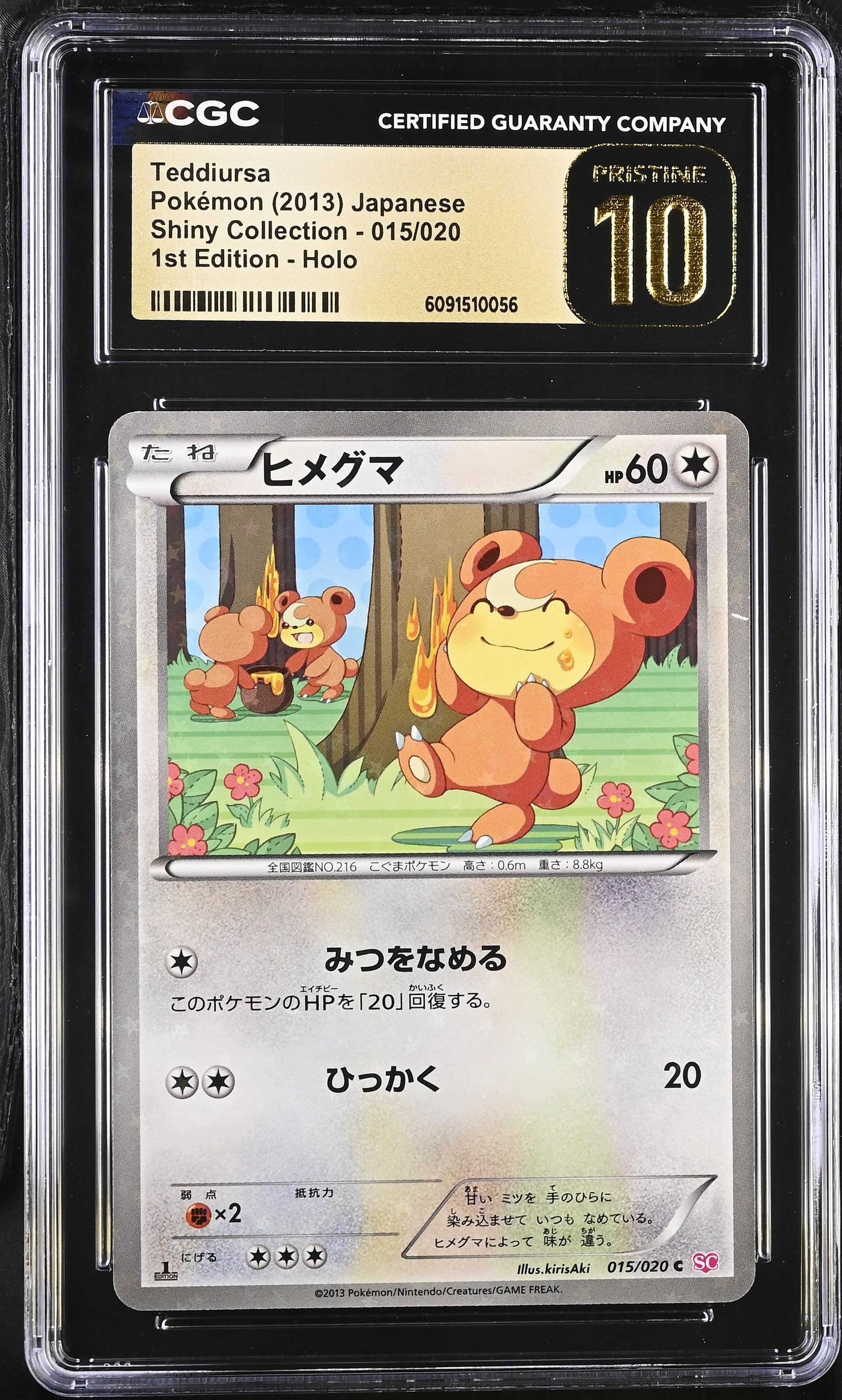 Teddiursa 015/020 CGC 10 Pristine 2013 1st Edition Holo Pokemon Japanese