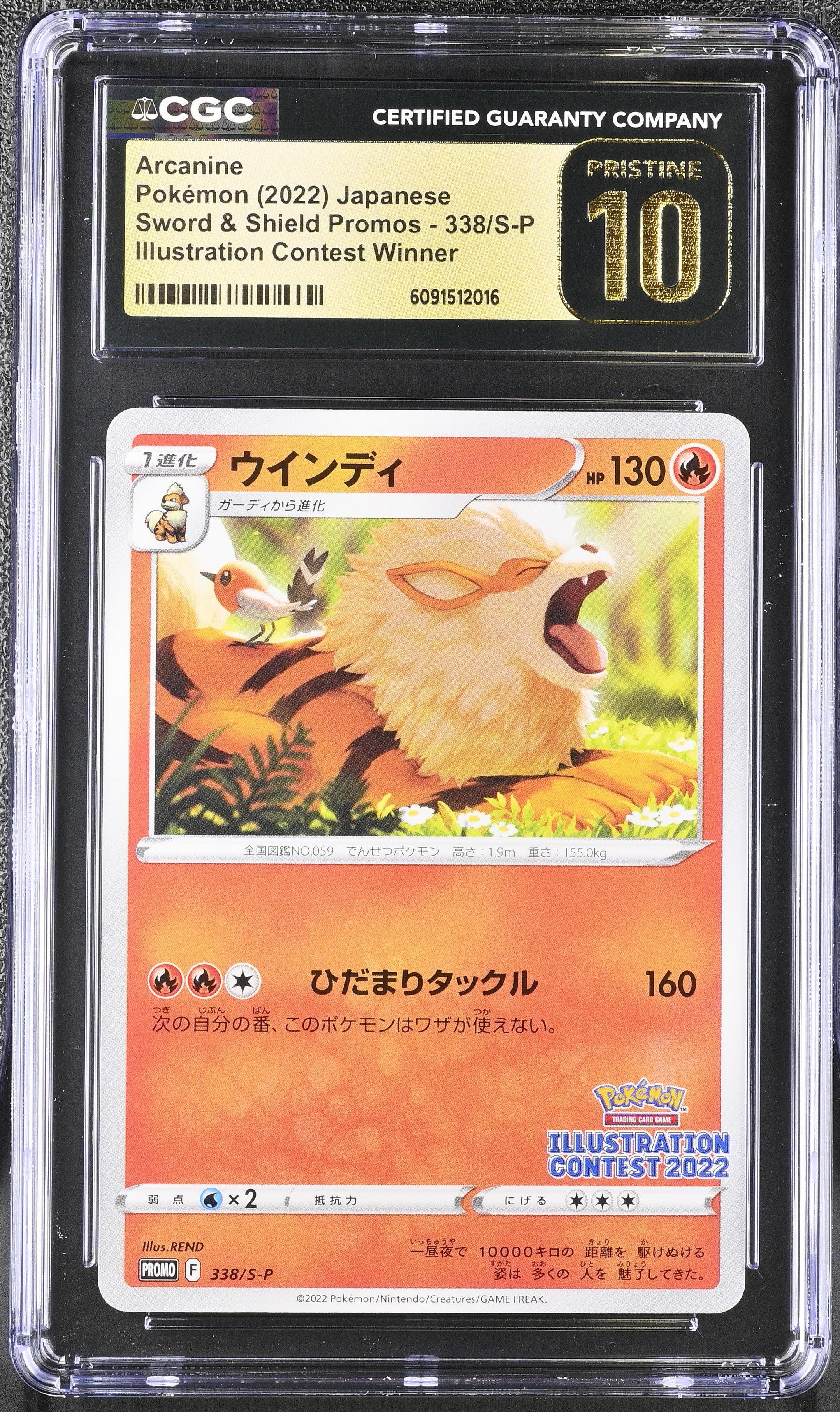 Arcanine 338/S-P CGC 10 Pristine 2022 Illustration Contest Winner Pokemon