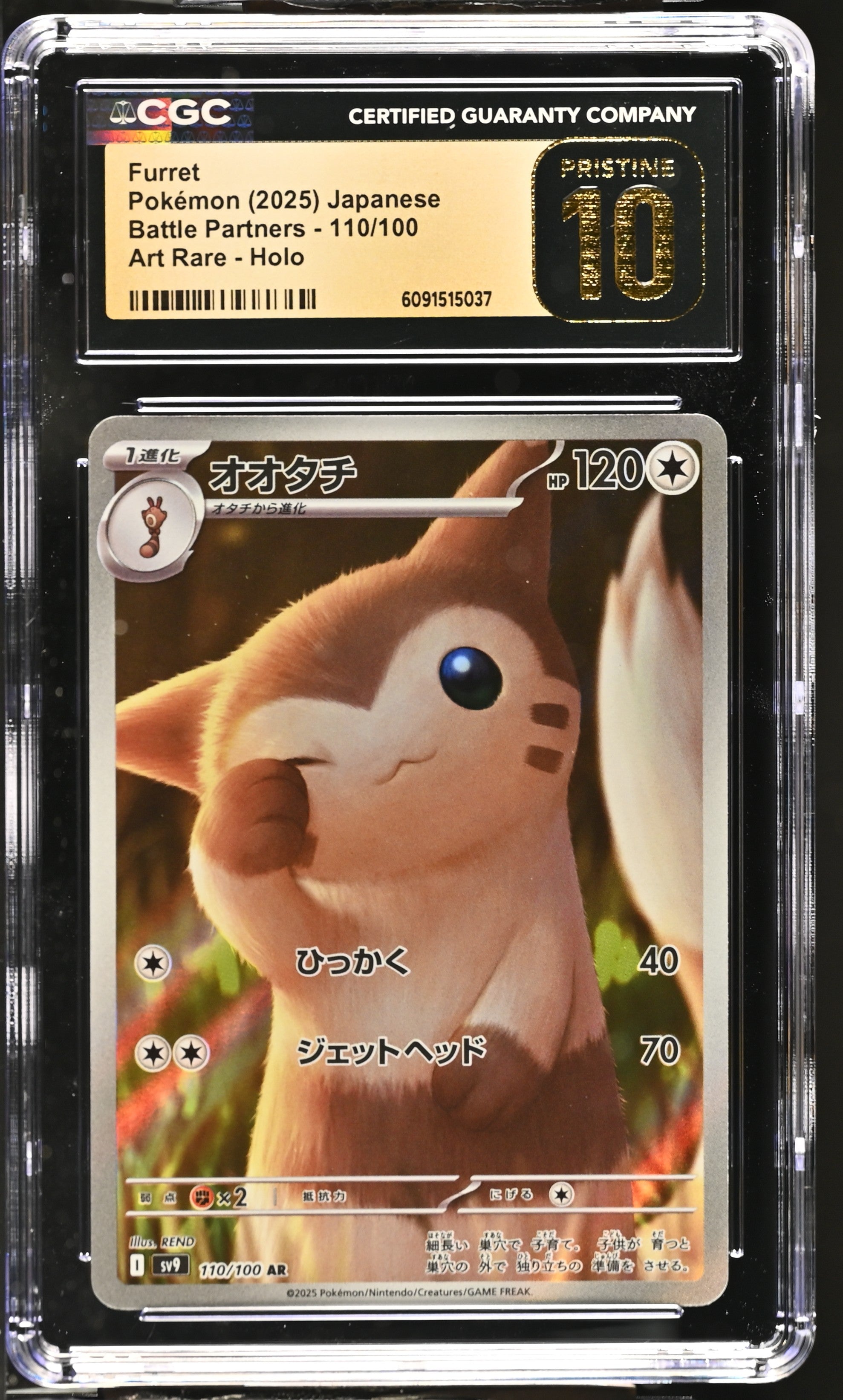 Furret 110/100 CGC 10 Pristine 2025 Art Rare Holo Pokemon Japanese