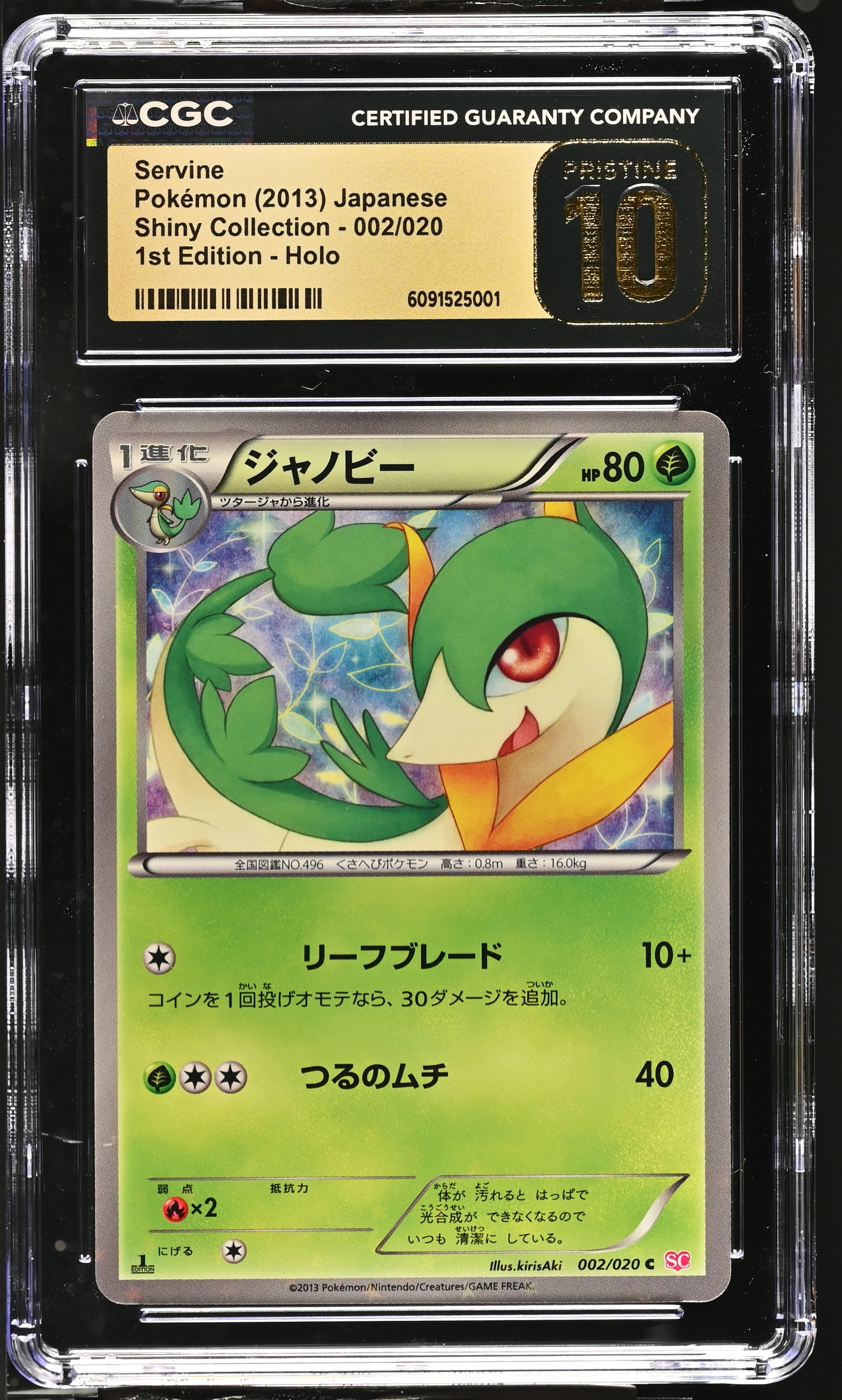 Servine 002/020 CGC 10 Pristine 2013 1st Edition Holo Pokemon Japanese