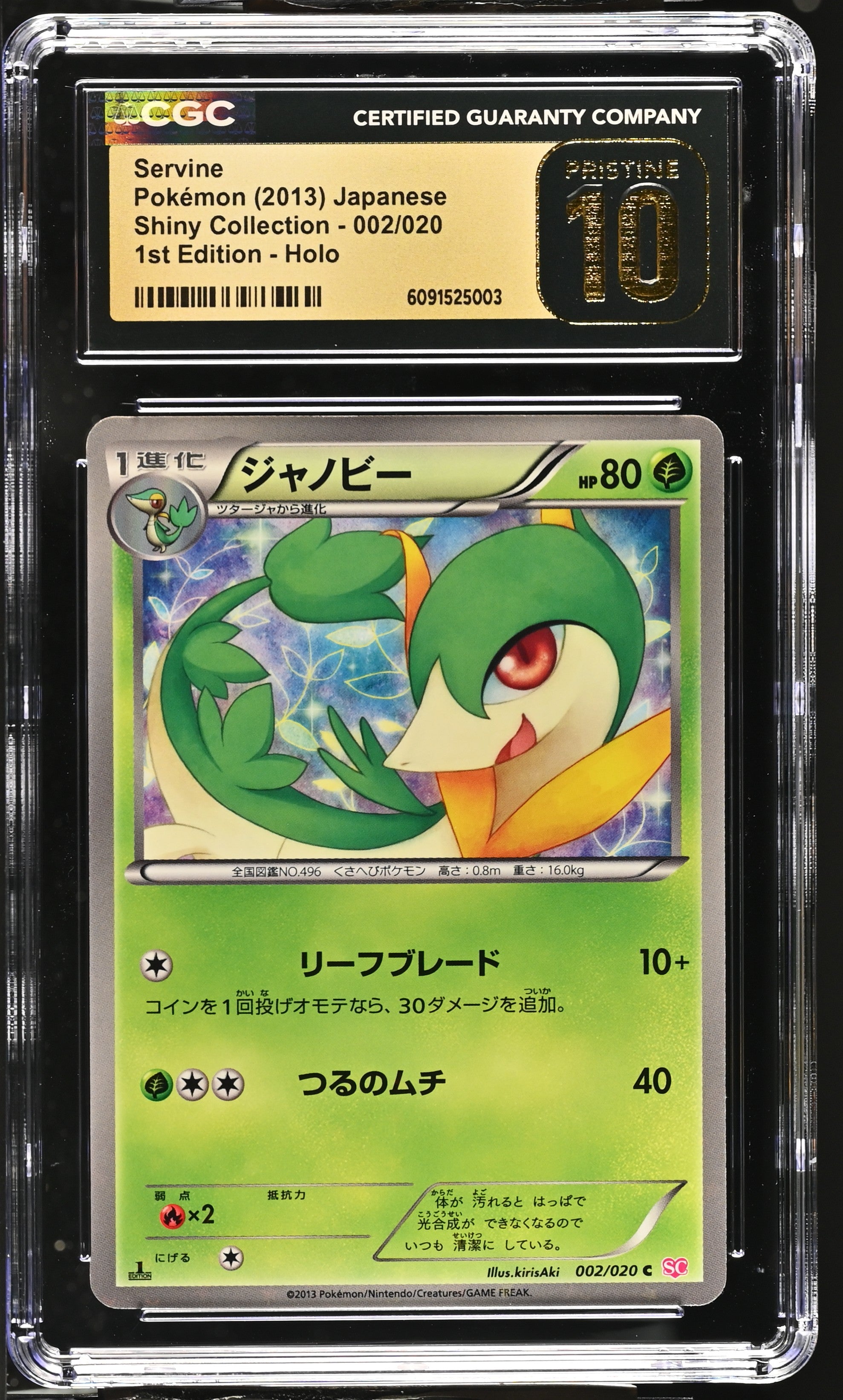 Servine 002/020 CGC 10 Pristine 2013 1st Edition Holo Pokemon Japanese