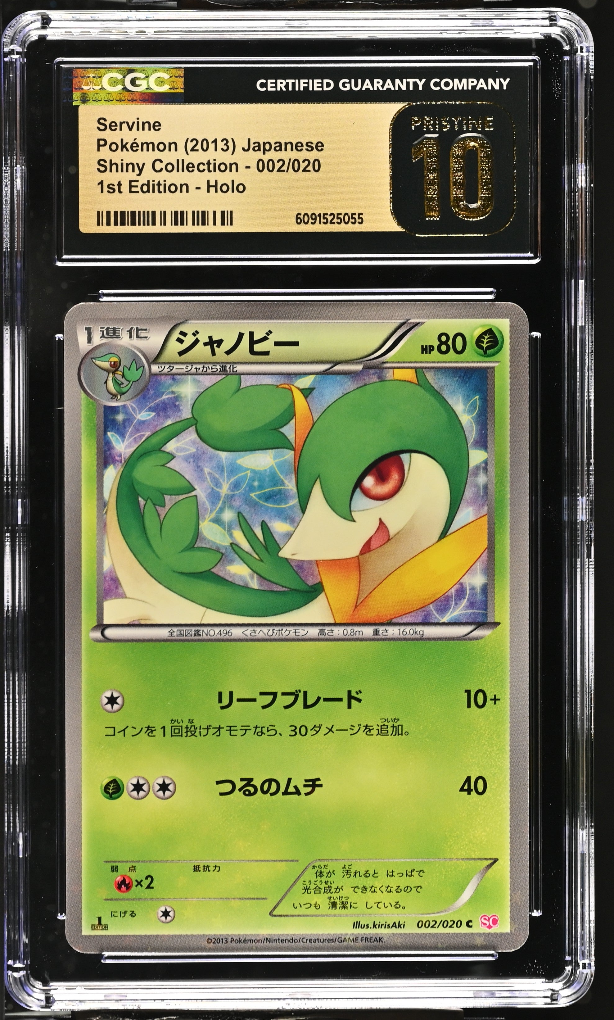 Servine 002/020 CGC 10 Pristine 2013 1st Edition Holo Pokemon Japanese