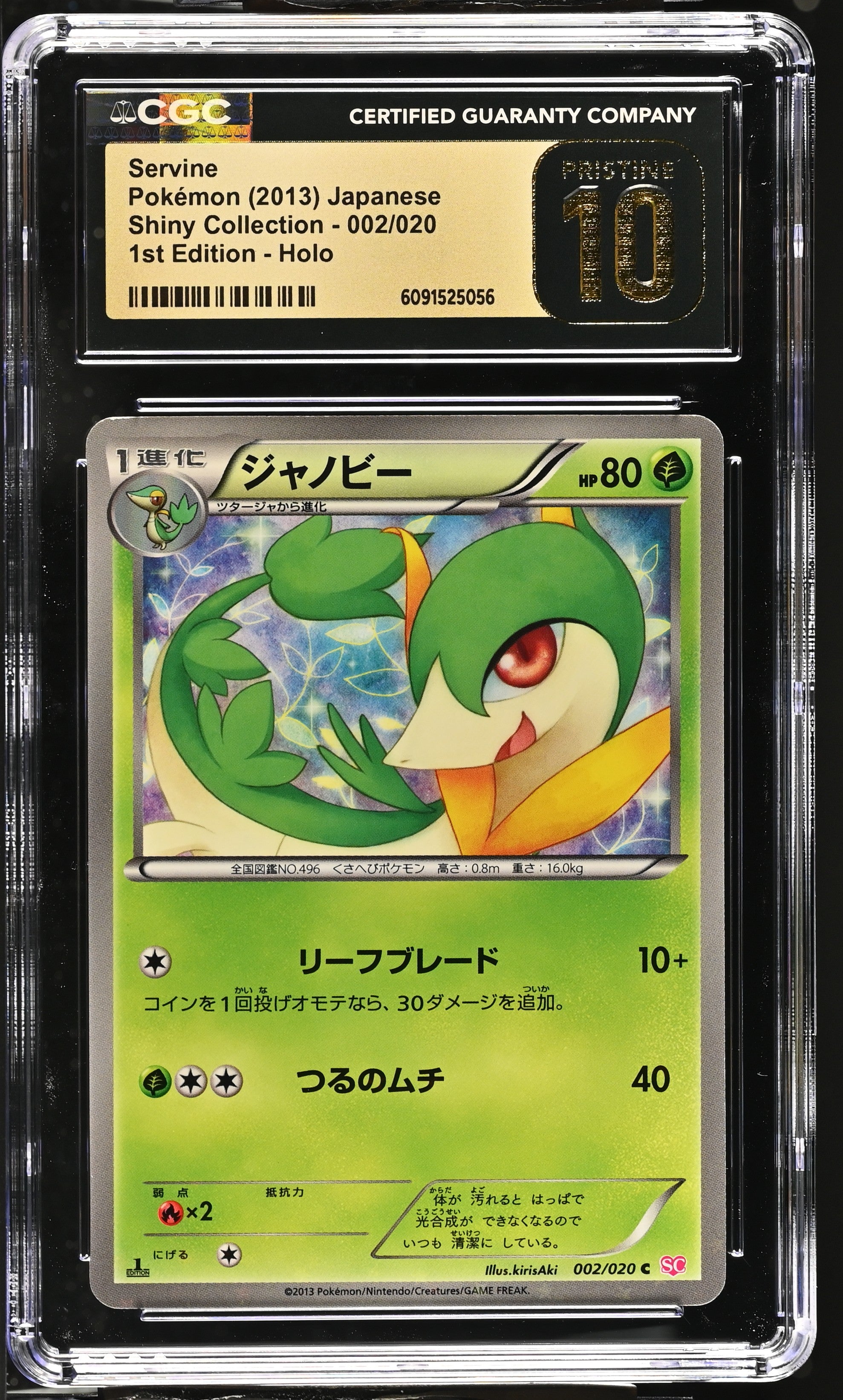 Servine 002/020 CGC 10 Pristine 2013 1st Edition Holo Pokemon Japanese
