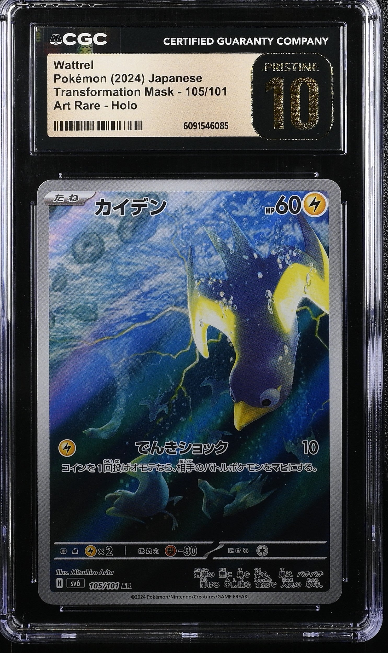 Wattrel 105/101 CGC 10 Pristine 2024 Art Rare Holo Pokemon Japanese