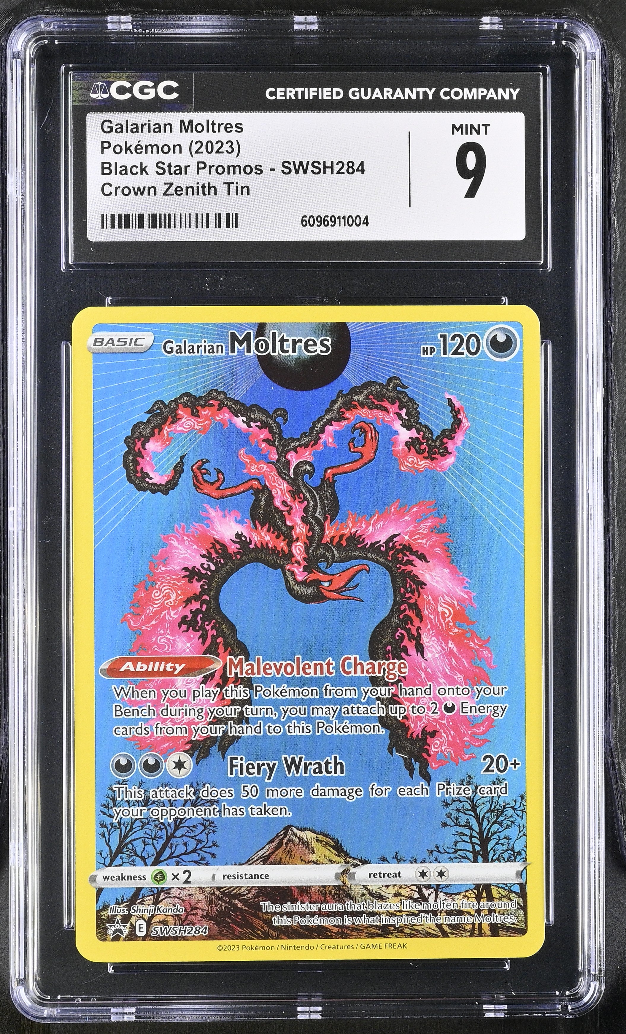 Galarian Moltres SWSH284 CGC 9 Mint 2023 Crown Zenith Tin Black Star Promos Pokemon