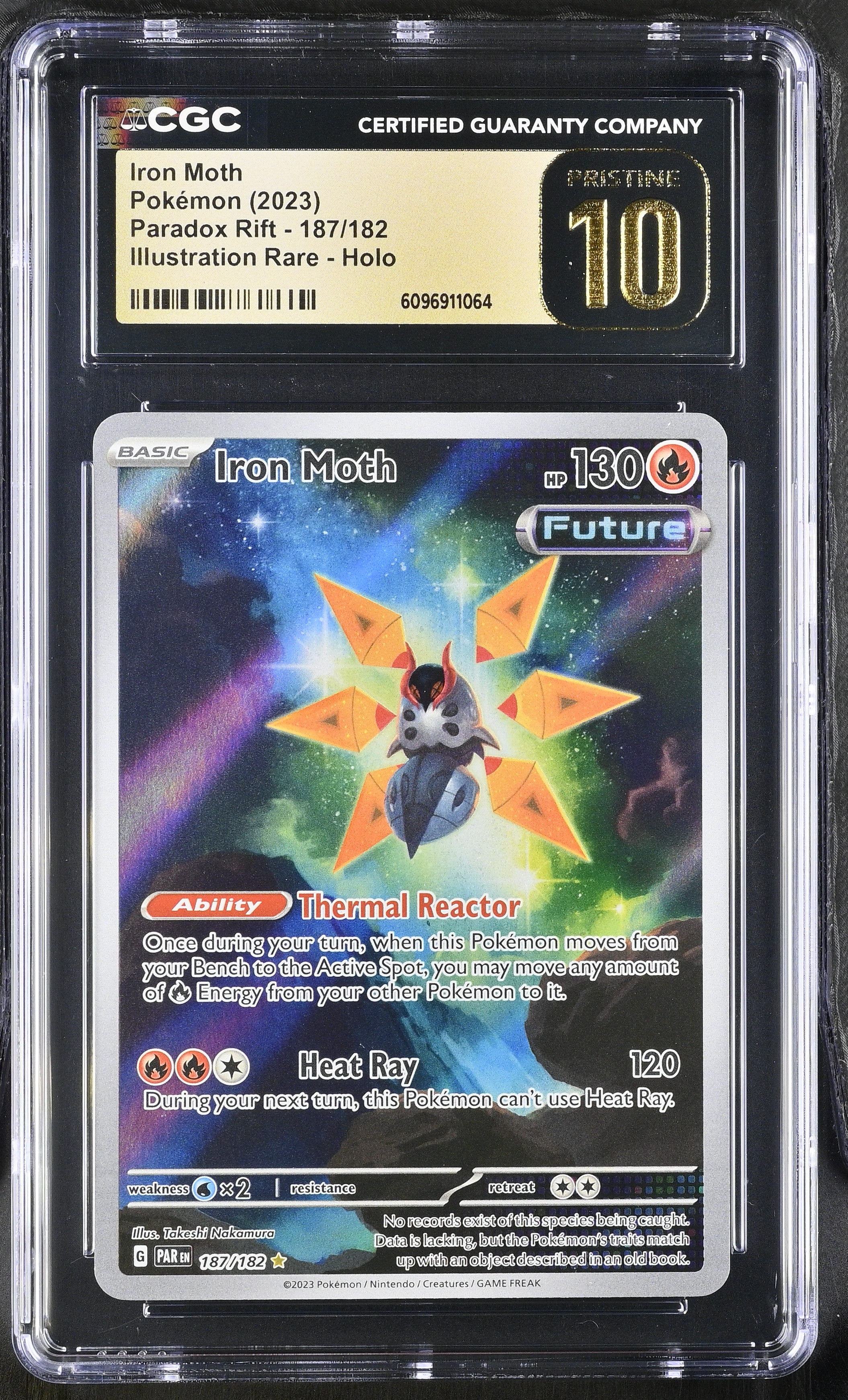 Iron Moth 187/182 CGC 10 Pristine 2023 Illustration Rare Holo Paradox Rift Pokemon English