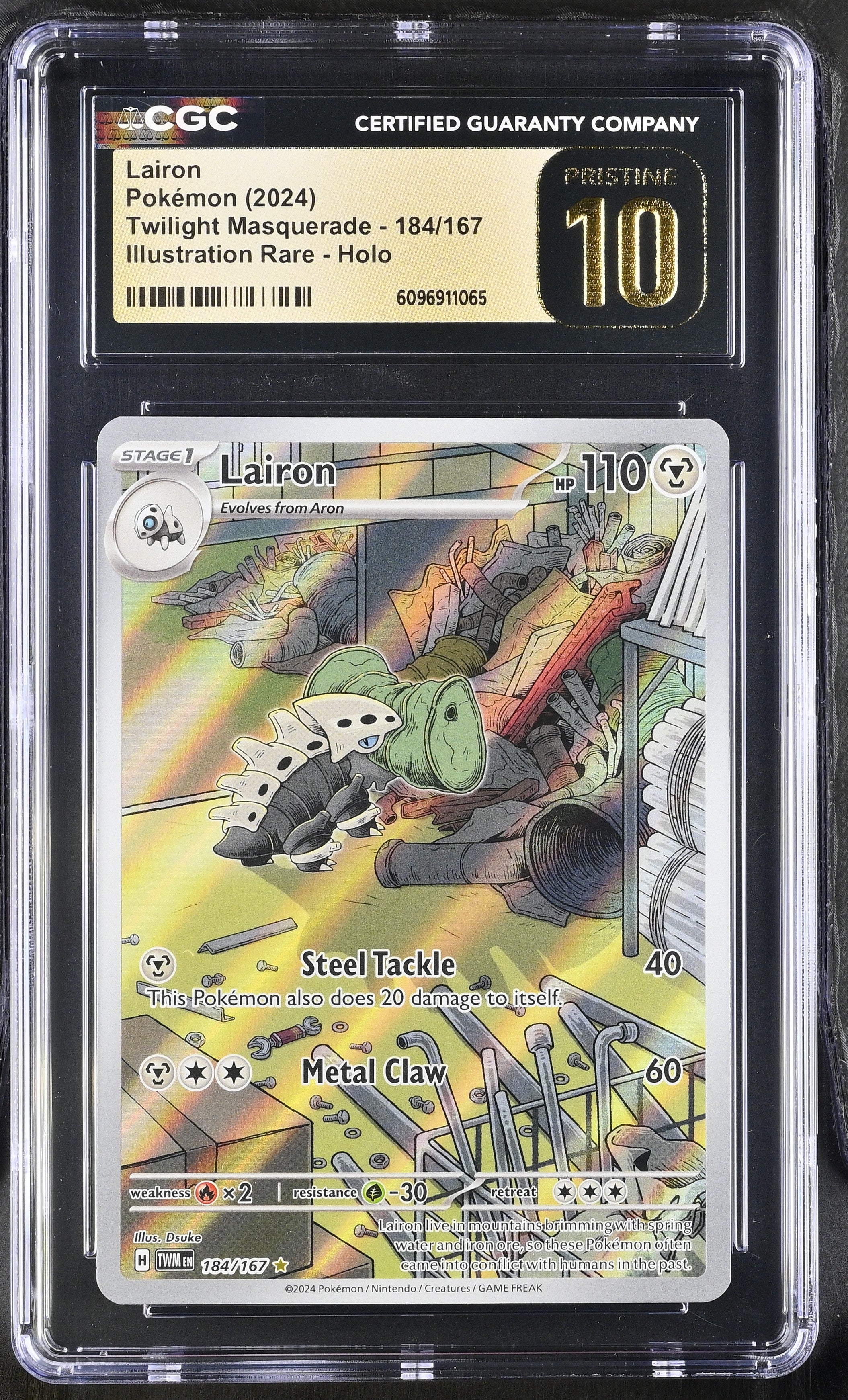 Lairon 184/167 CGC 10 Pristine 2024 Illustration Rare Holo Twilight Masquerade Pokemon English