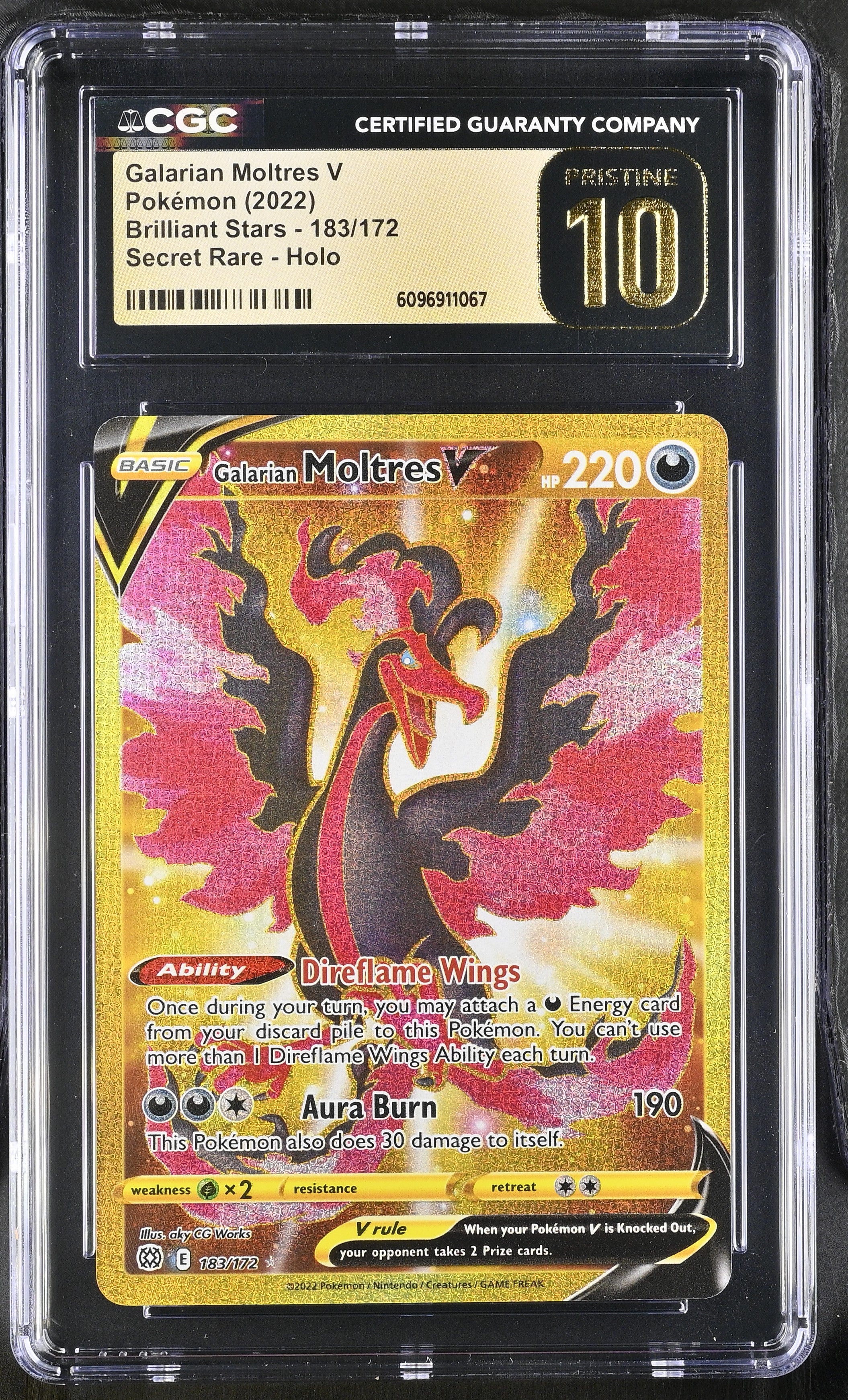Galarian Moltres V 183/172 CGC 10 Pristine 2022 Secret Rare Holo Brilliant Stars Pokemon English