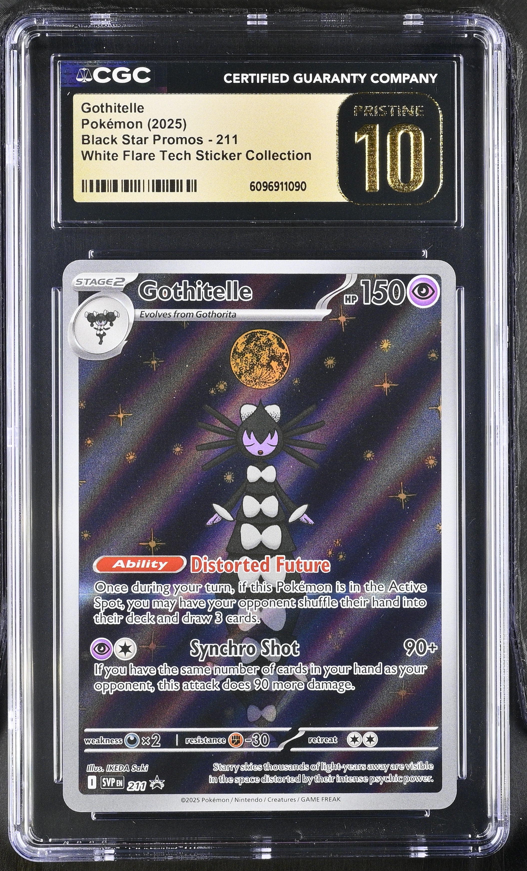 Gothitelle 211 CGC 10 Pristine 2025 White Flare Tech Sticker Collection Black Star Promos Pokemon