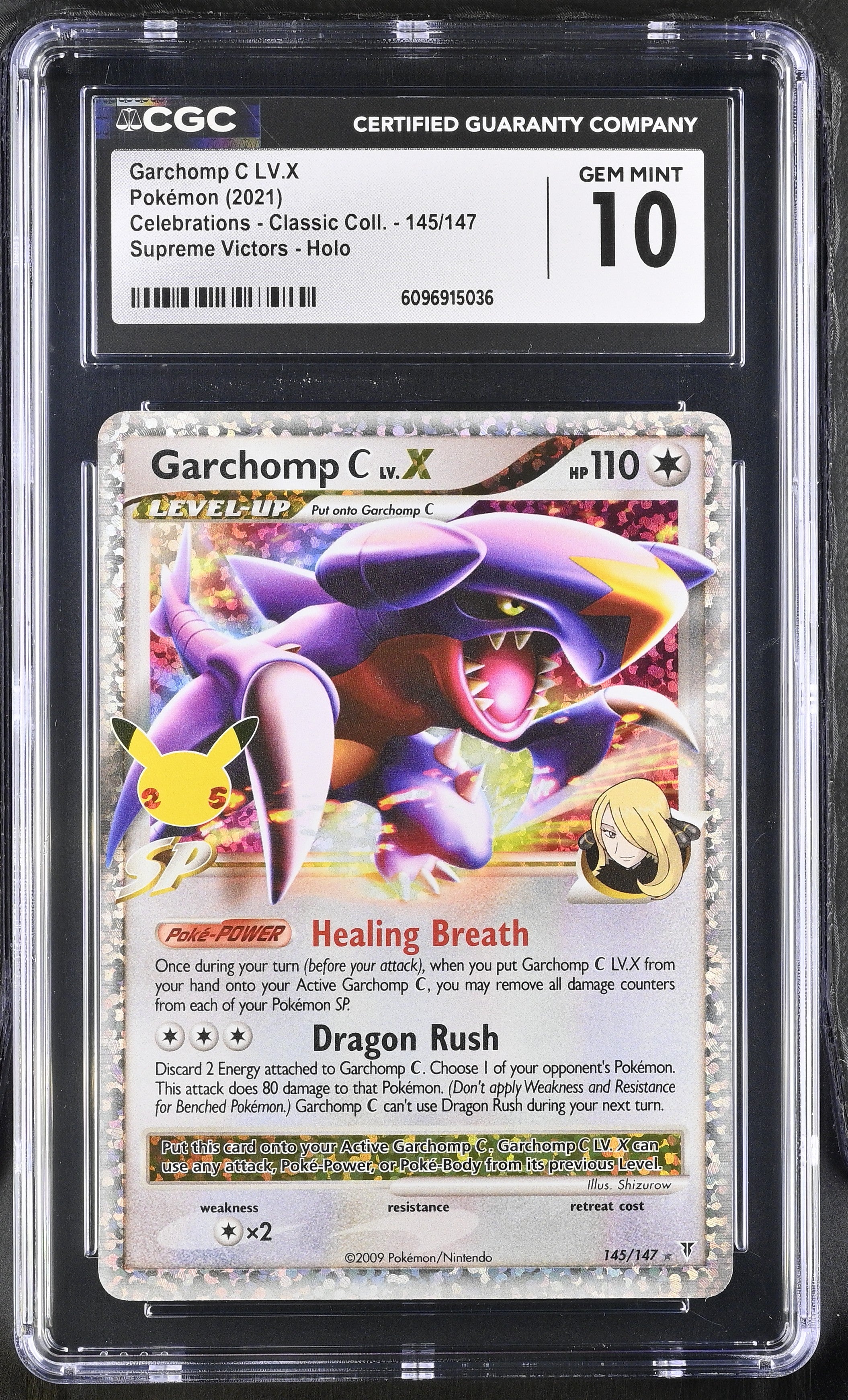 Garchomp C LV.X 145/147 CGC 10 Gem Mint 2021 Holo Celebrations Pokemon English