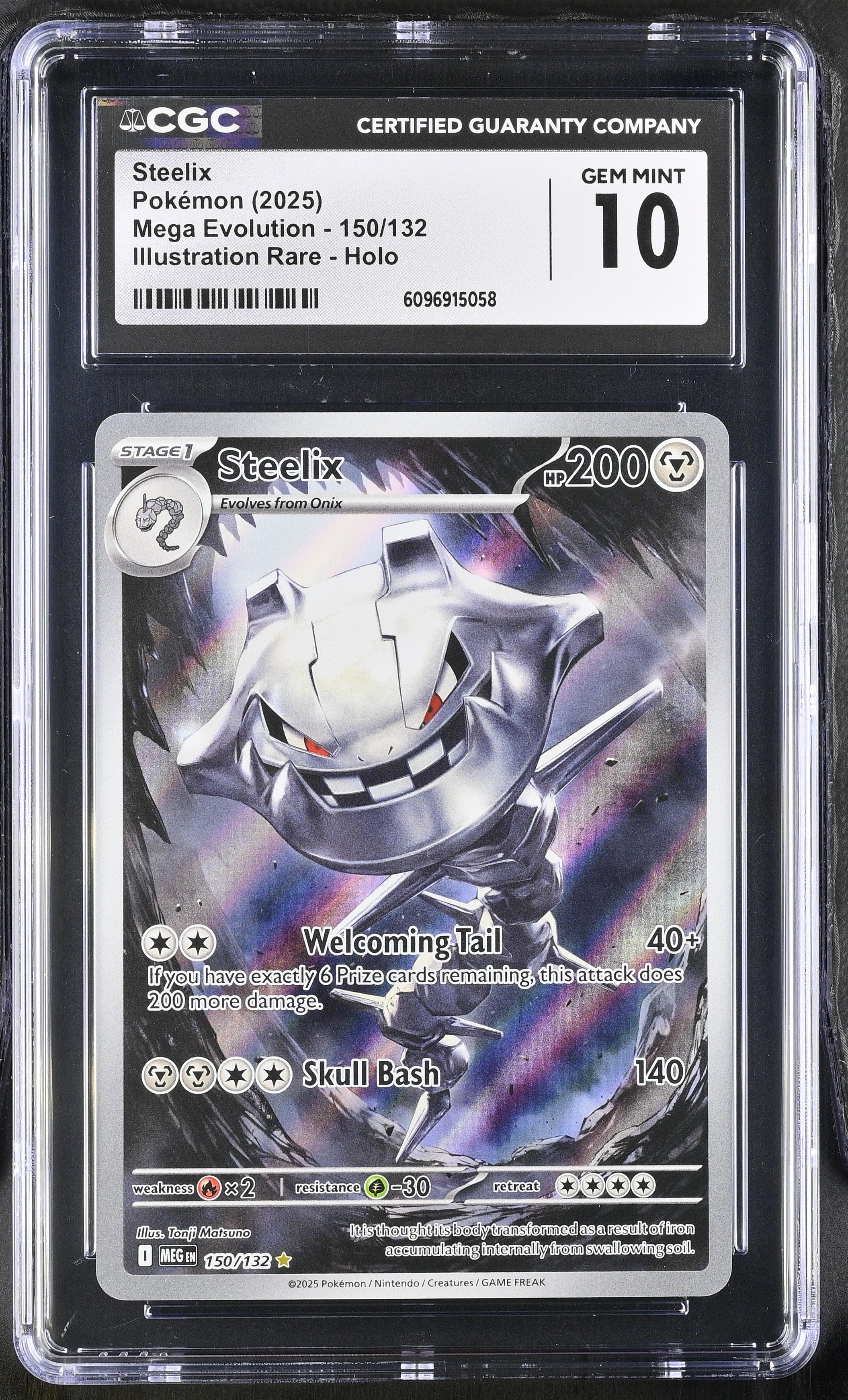 Steelix 150/132 CGC 10 Gem Mint 2025 Illustration Rare Holo Mega Evolution Pokemon English