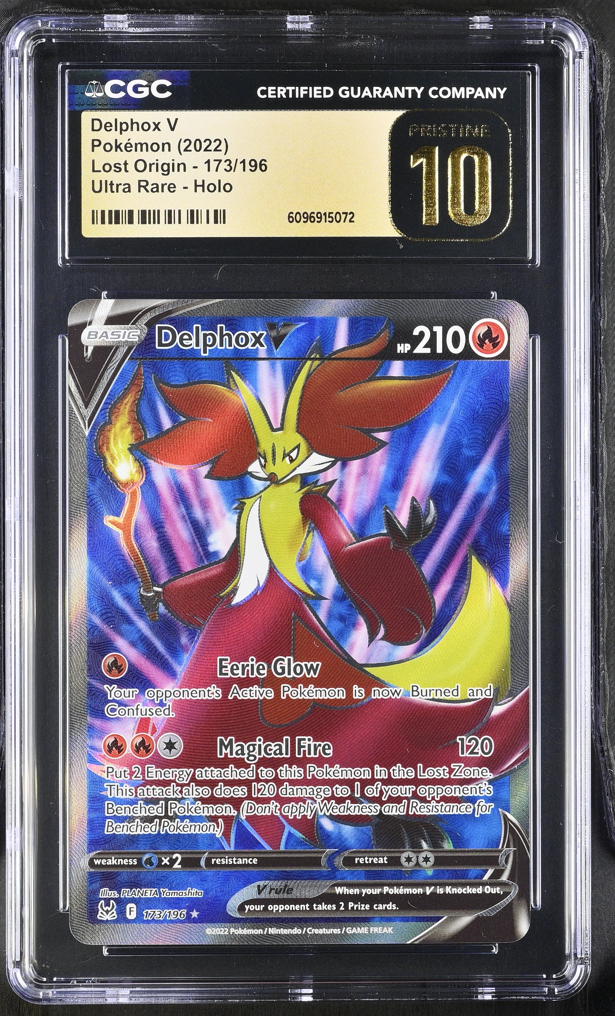 Delphox V 173/196 CGC 10 Pristine 2022 Ultra Rare Holo Lost Origin Pokemon English