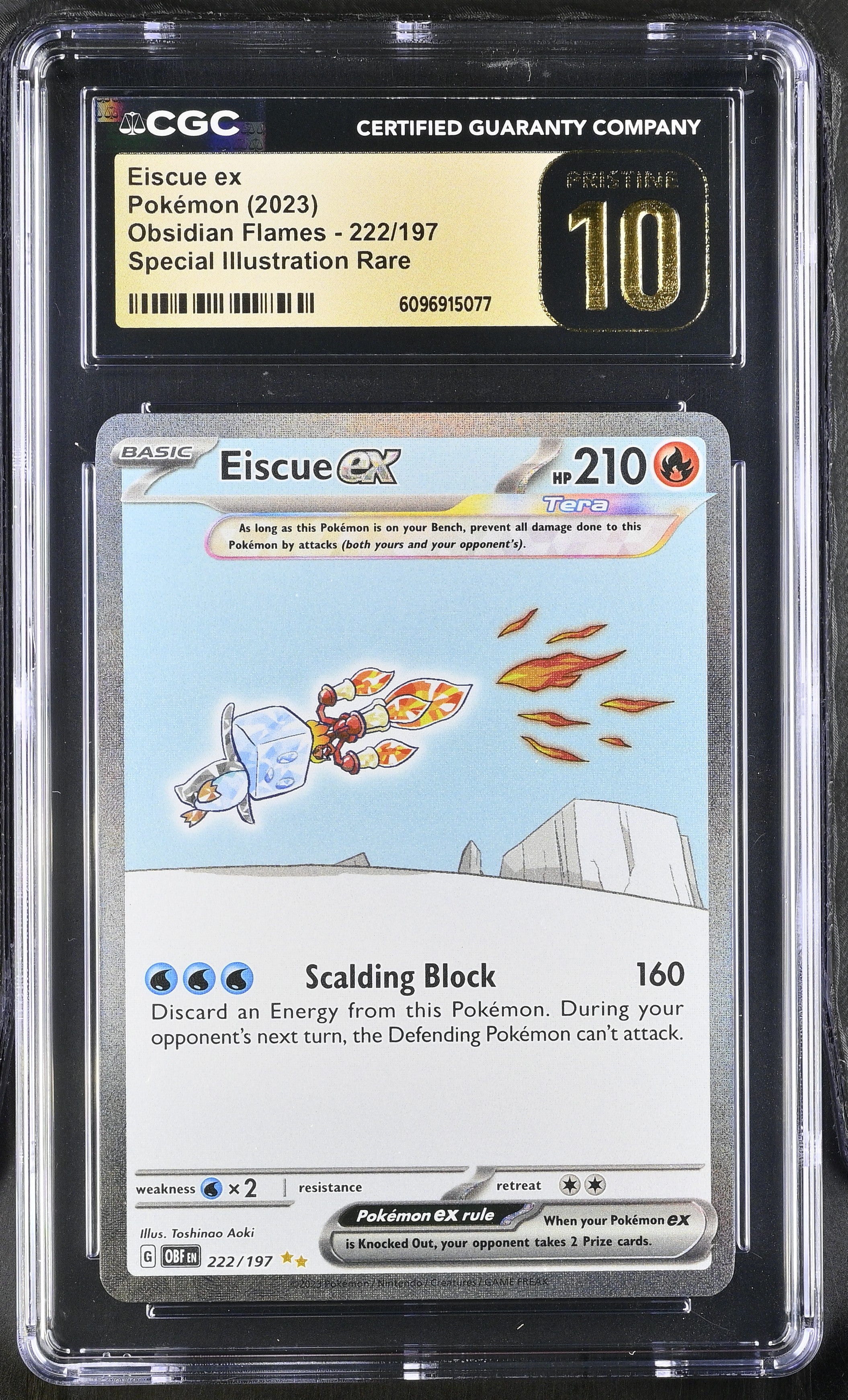 Eiscue EX 222/197 CGC 10 Pristine 2023 Special Illustration Rare Obsidian Flames Pokemon English