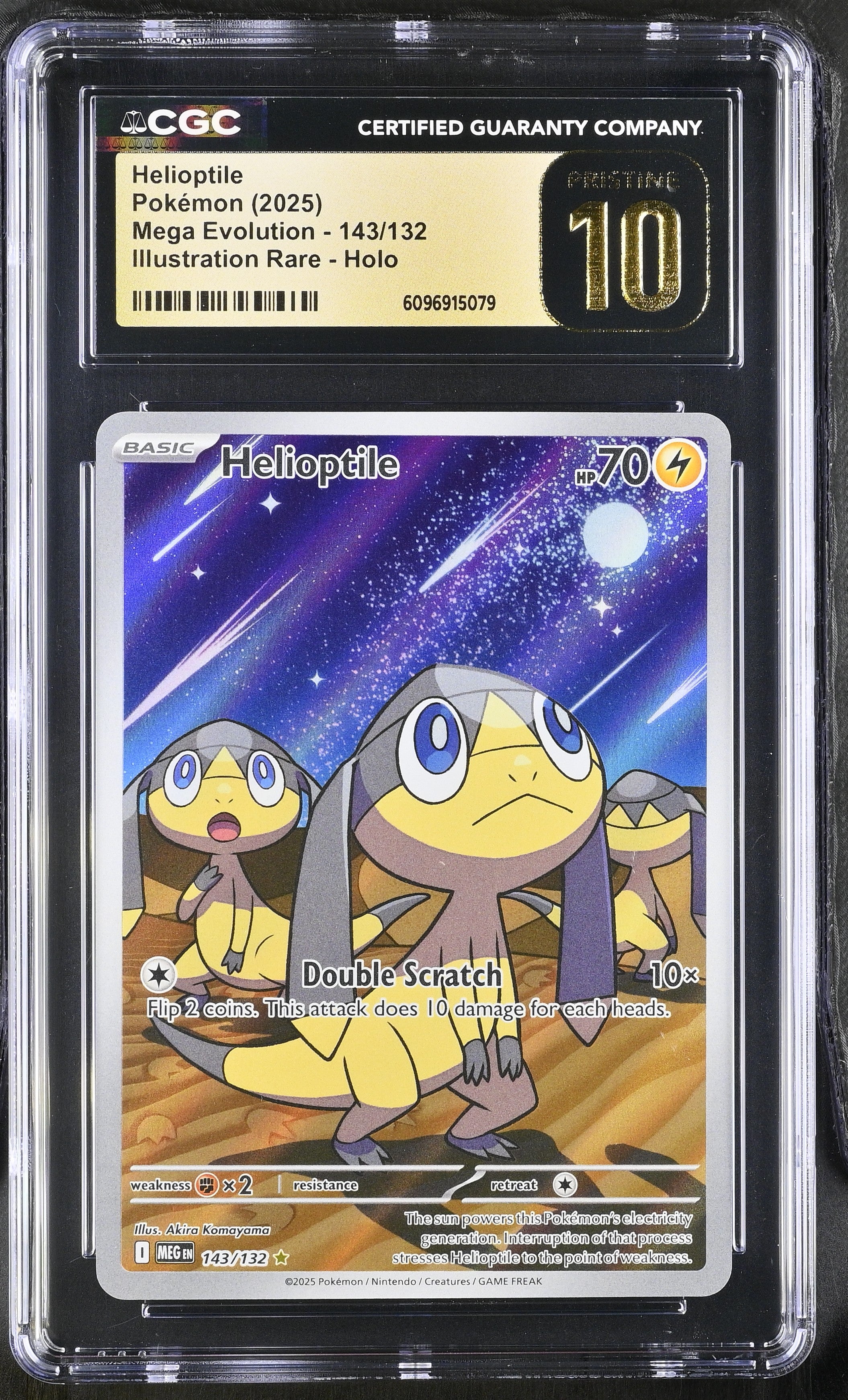 Helioptile 143/132 CGC 10 Pristine 2025 Illustration Rare Holo Mega Evolution Pokemon English
