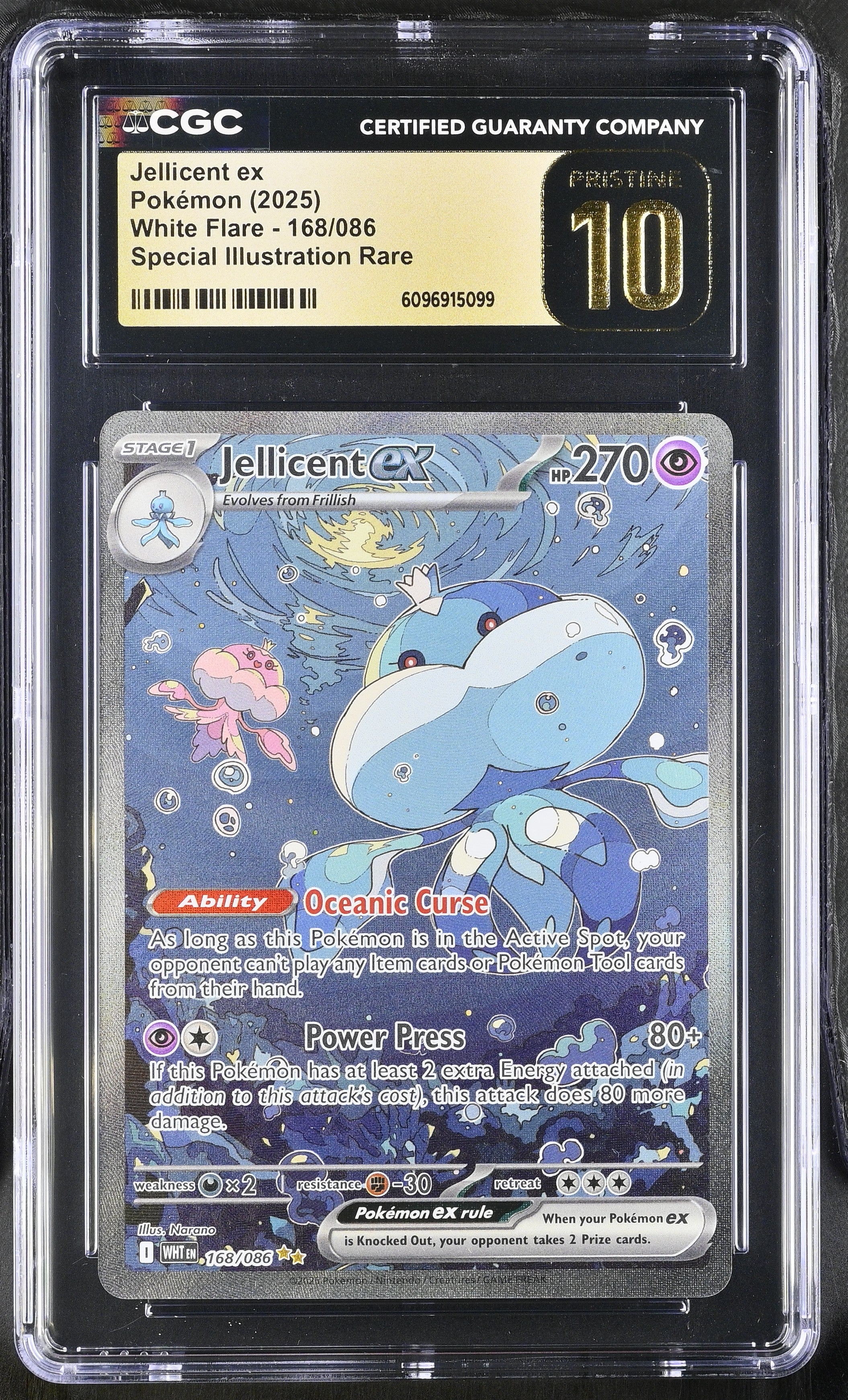 Jellicent EX 168/086 CGC 10 Pristine 2025 Special Illustration Rare White Flare Pokemon English