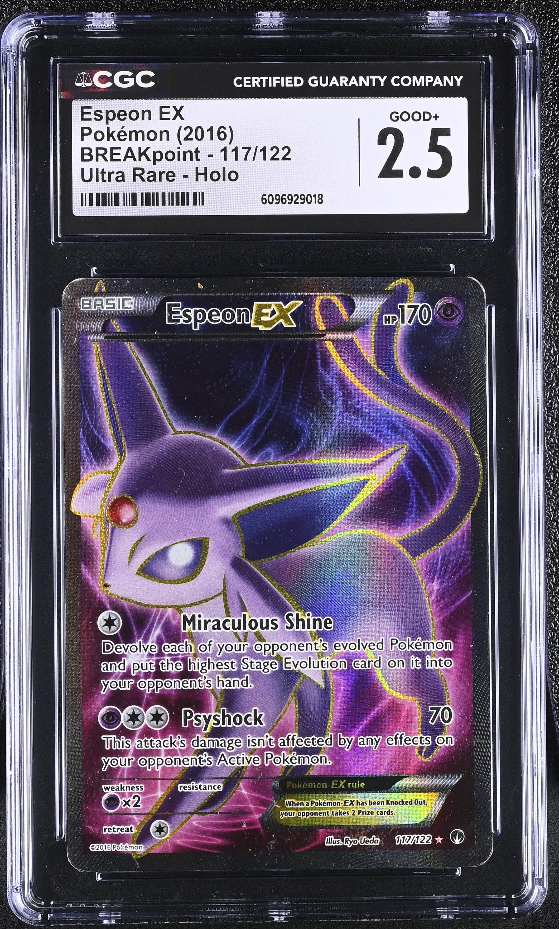 Espeon EX 117/122 CGC 2.5 Good+ 2016 Ultra Rare Holo Breakpoint Pokemon