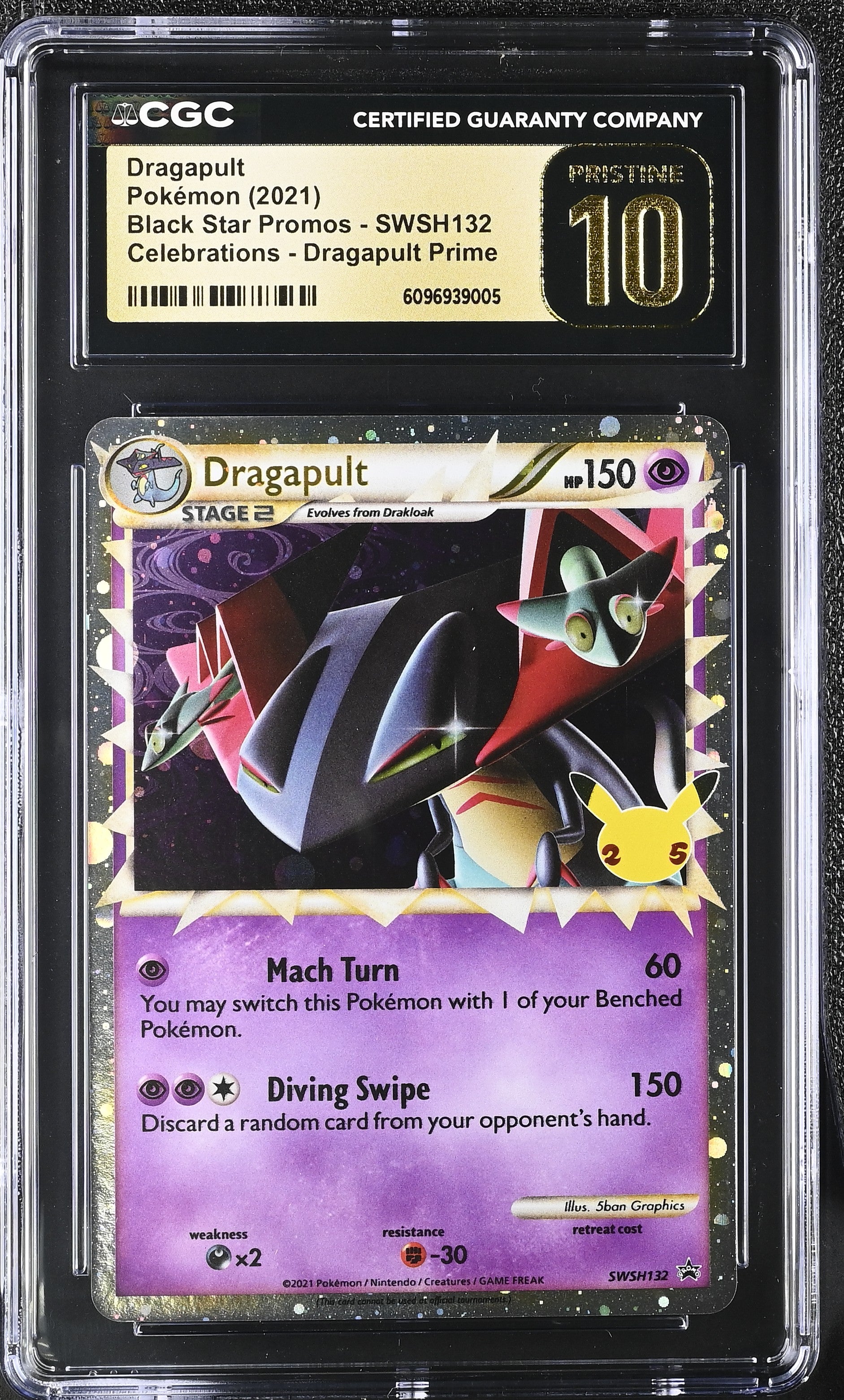 Dragapult SWSH132 CGC 10 Pristine 2021 Celebrations - Prime Black Star Promos Pokemon English