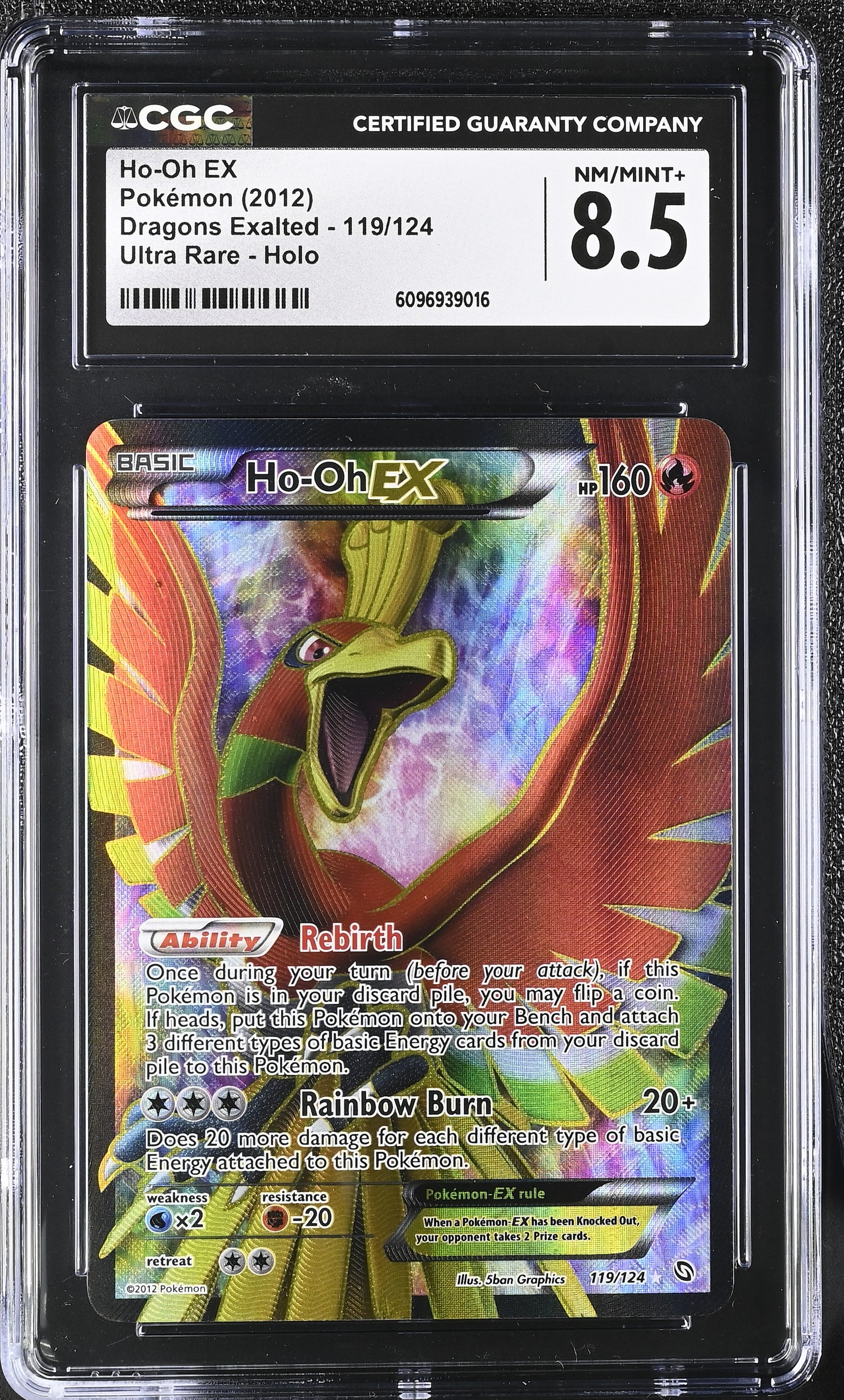 Ho-oh EX 119/124 CGC 8.5 2012 Ultra Rare Holo Dragons Exalted Pokemon