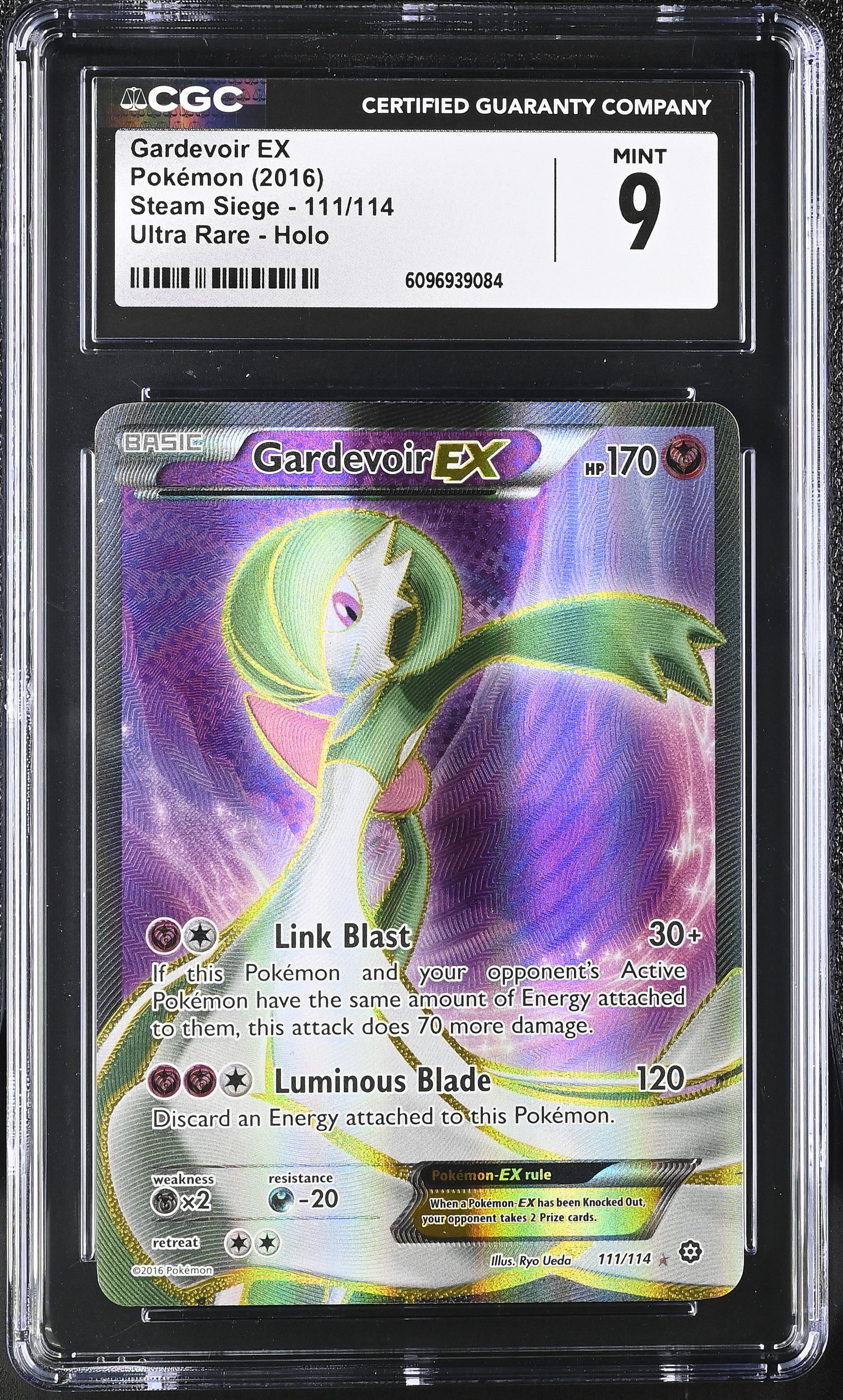 Gardevoir EX 111/114 CGC 9 Mint 2016 Ultra Rare Holo Steam Siege Pokemon