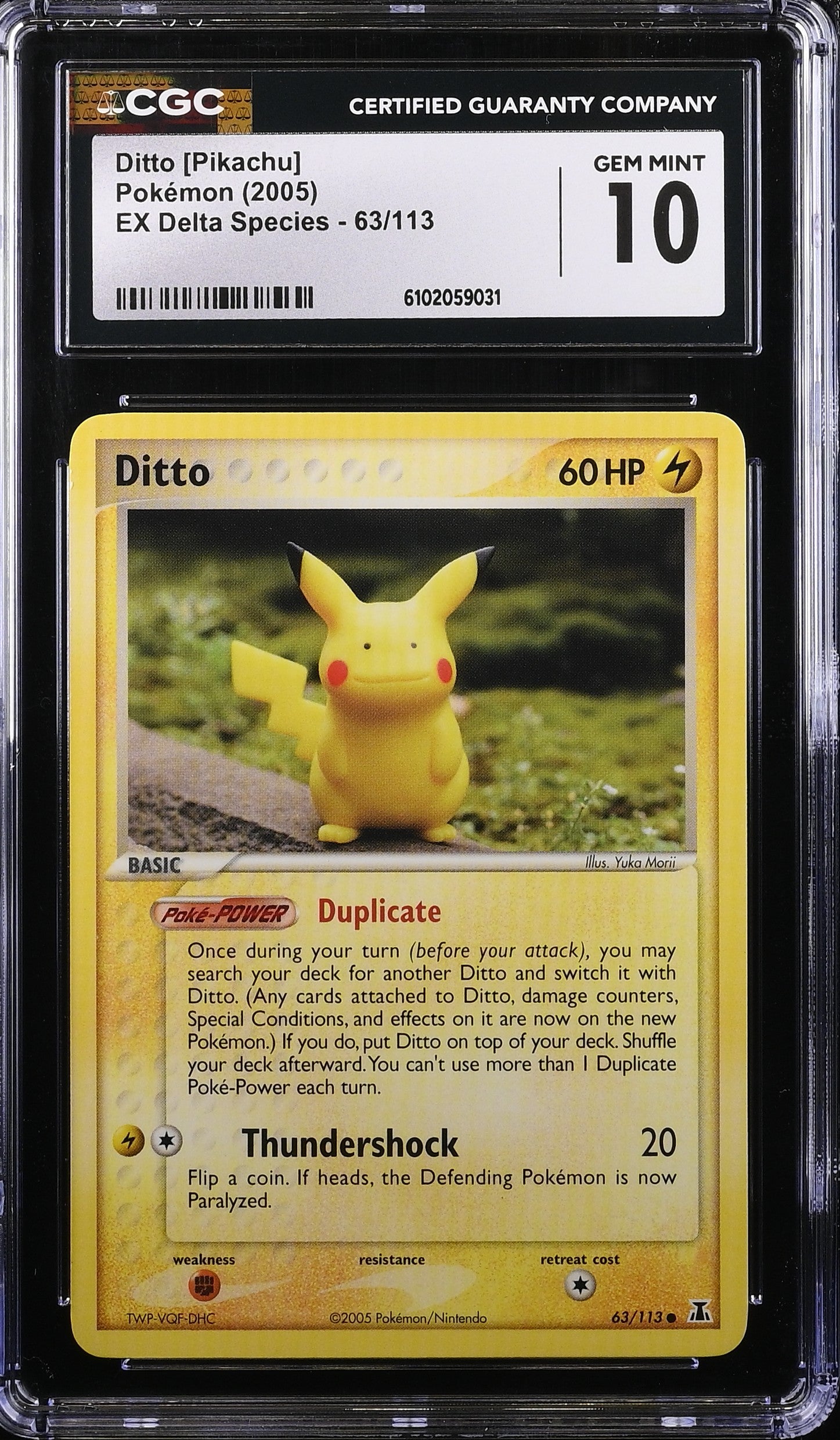 Ditto Pikachu 63/113 CGC 10 Gem Mint 2005 EX Delta Species Pokemon English