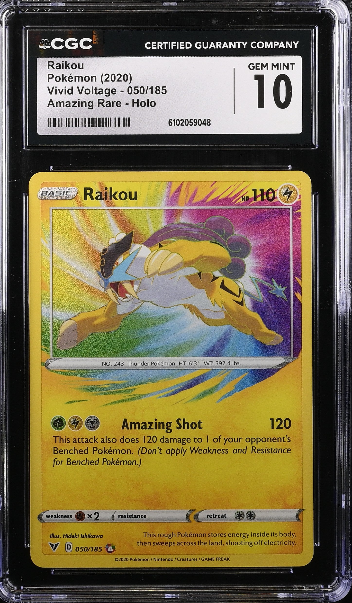 Raikou 050/185 CGC 10 Gem Mint 2020 Amazing Rare Holo Vivid Voltage Pokemon English