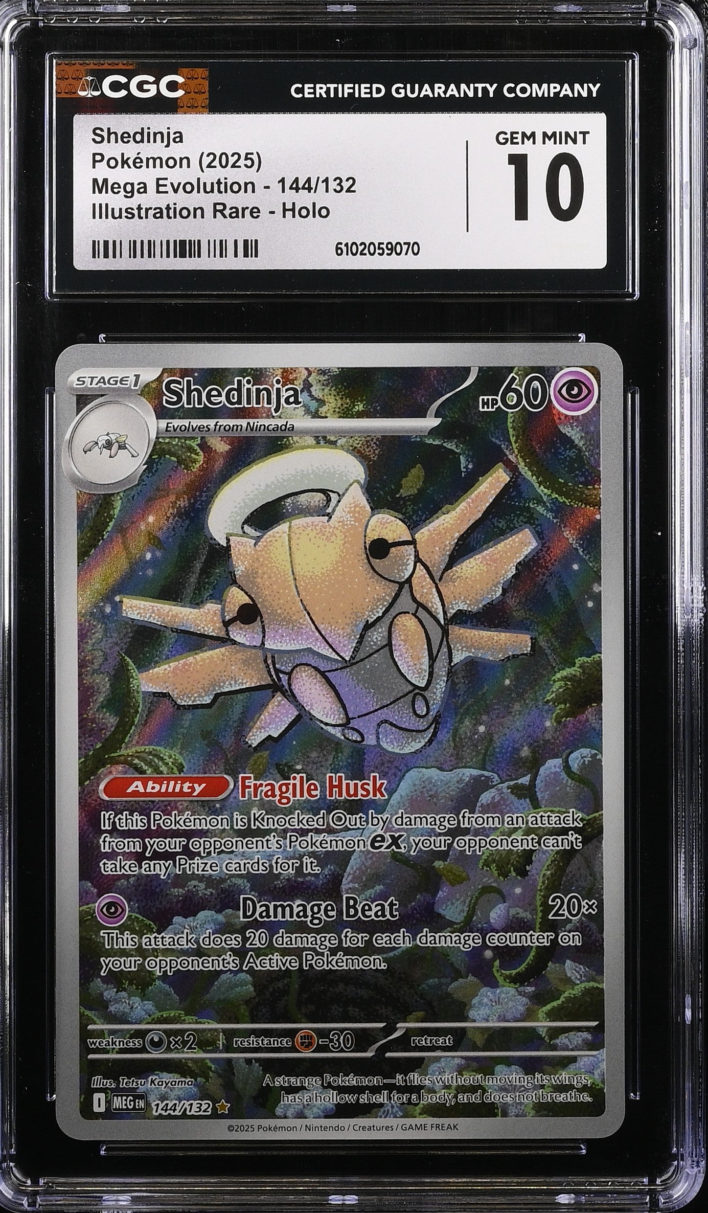 Shedinja 144/132 CGC 10 Gem Mint 2025 Illustration Rare Holo Mega Evolution Pokemon English