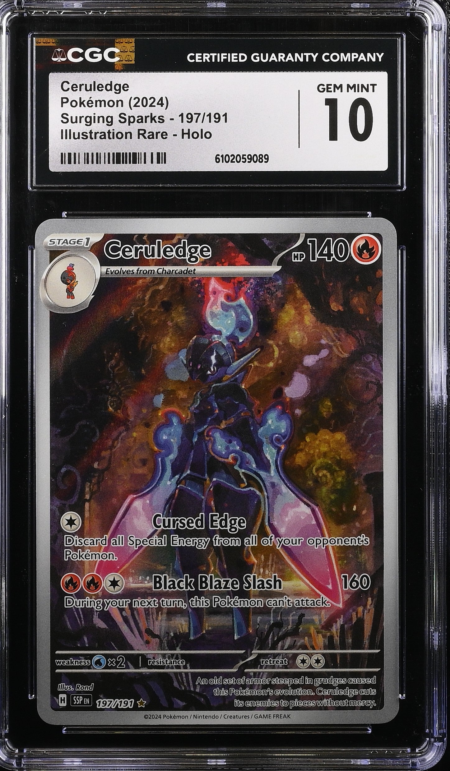 Ceruledge 197/191 CGC 10 Gem Mint 2024 Illustration Rare Holo Surging Sparks Pokemon English