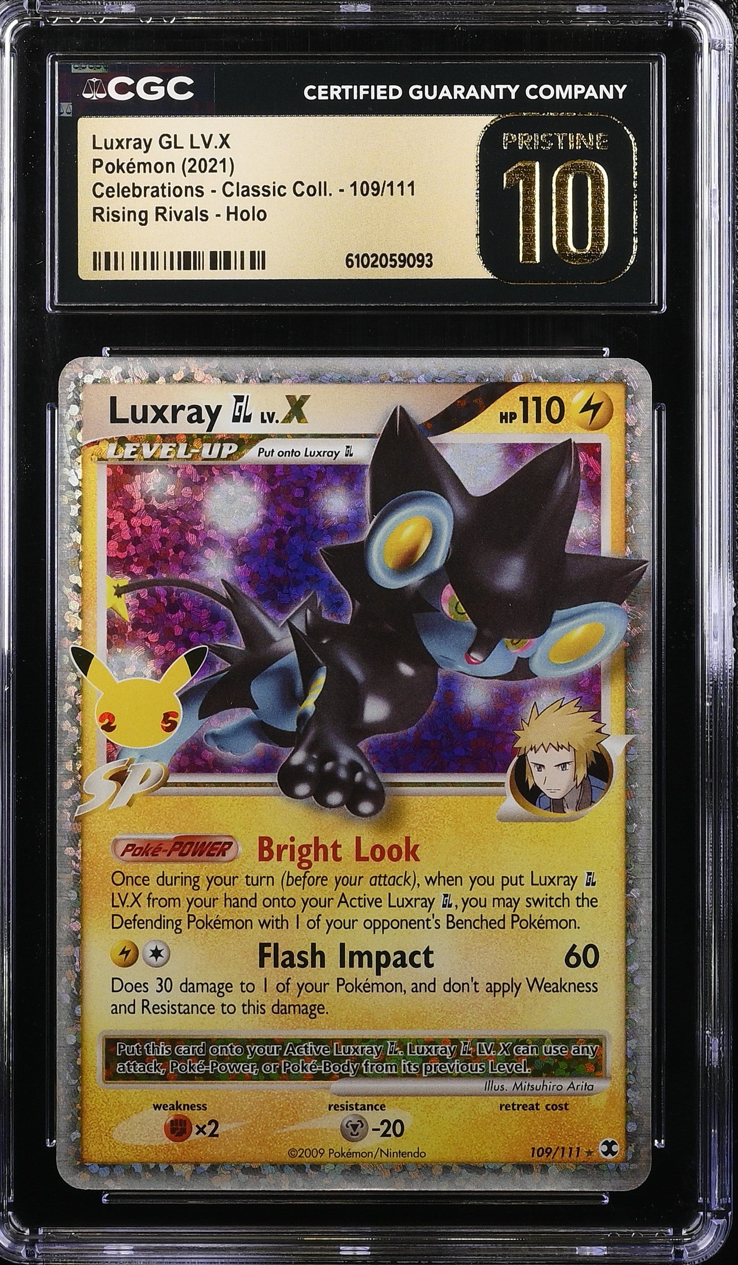 Luxray Gl LV.X 109/111 CGC 10 Pristine 2021 Rising Rivals Holo Celebrations - Classic Coll. Pokemon English